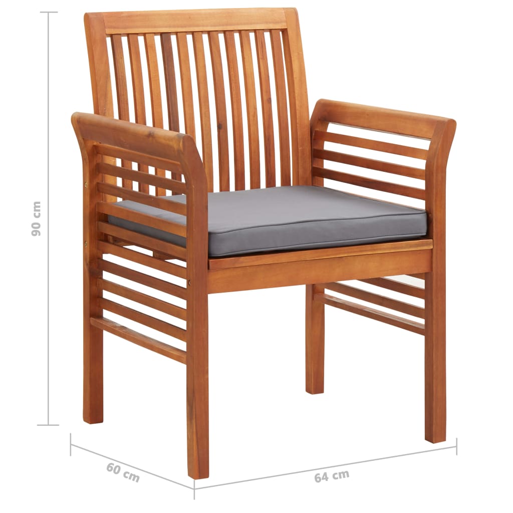 3 Piece Outdoor Dining Set with Cushions Solid Wood Acacia