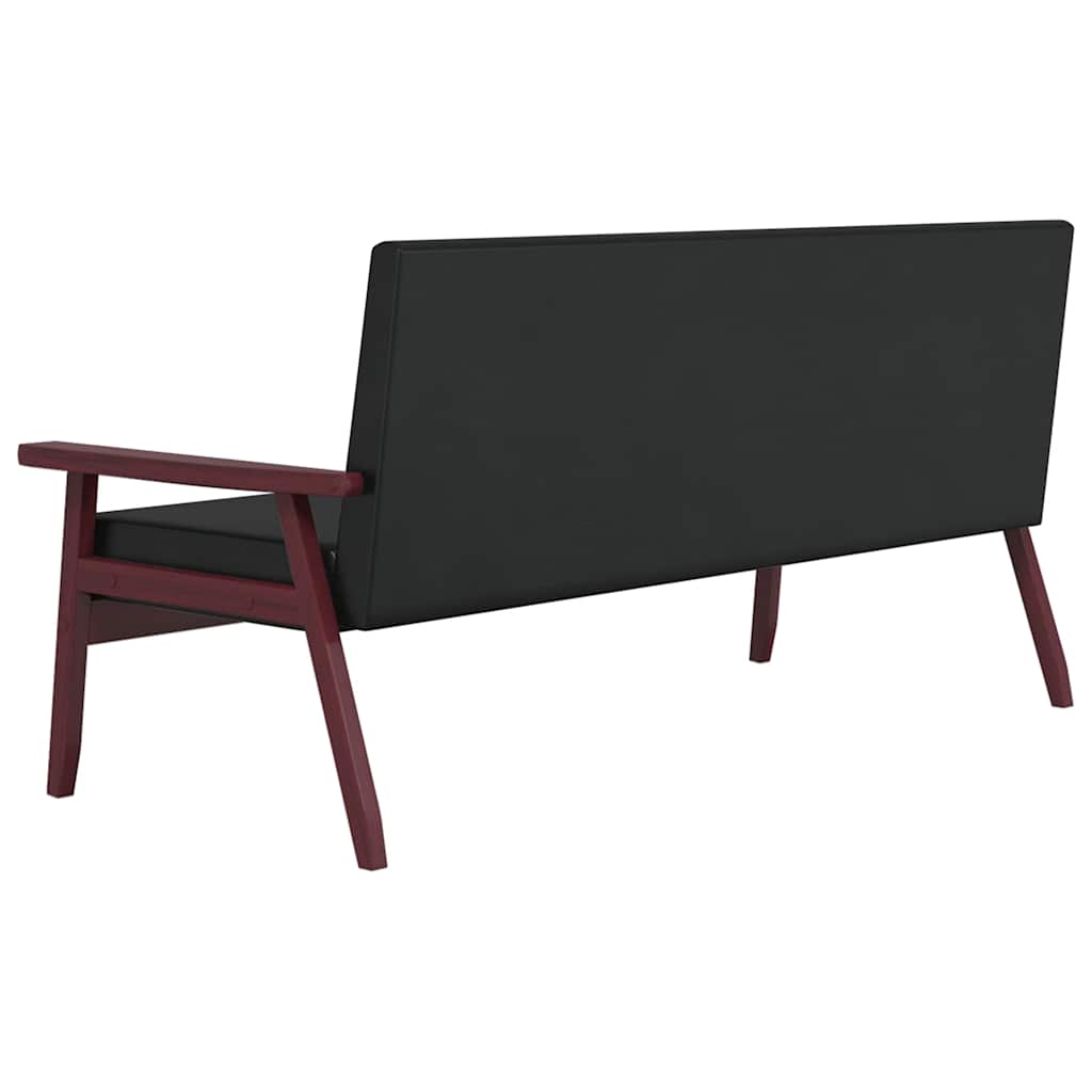 Sofa Set 3 Piece Black Faux Leather