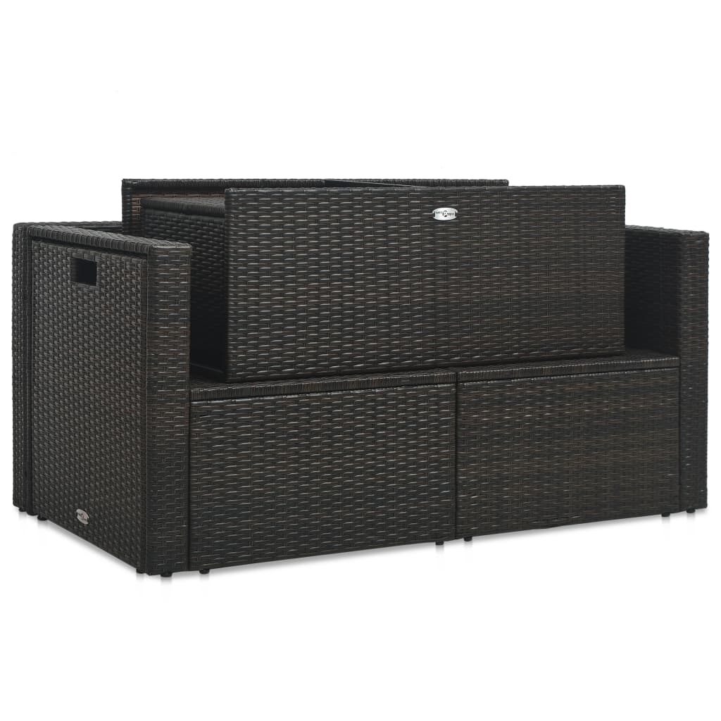 6 Piece Garden Lounge Set with Cushions Poly Rattan Brown