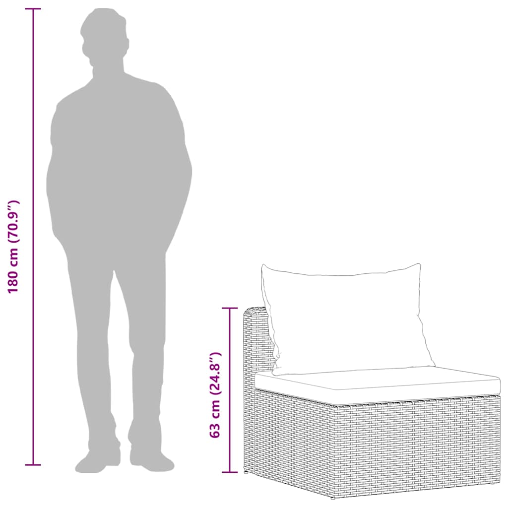 4 Piece Garden Lounge Set with Cushions Poly Rattan Brown