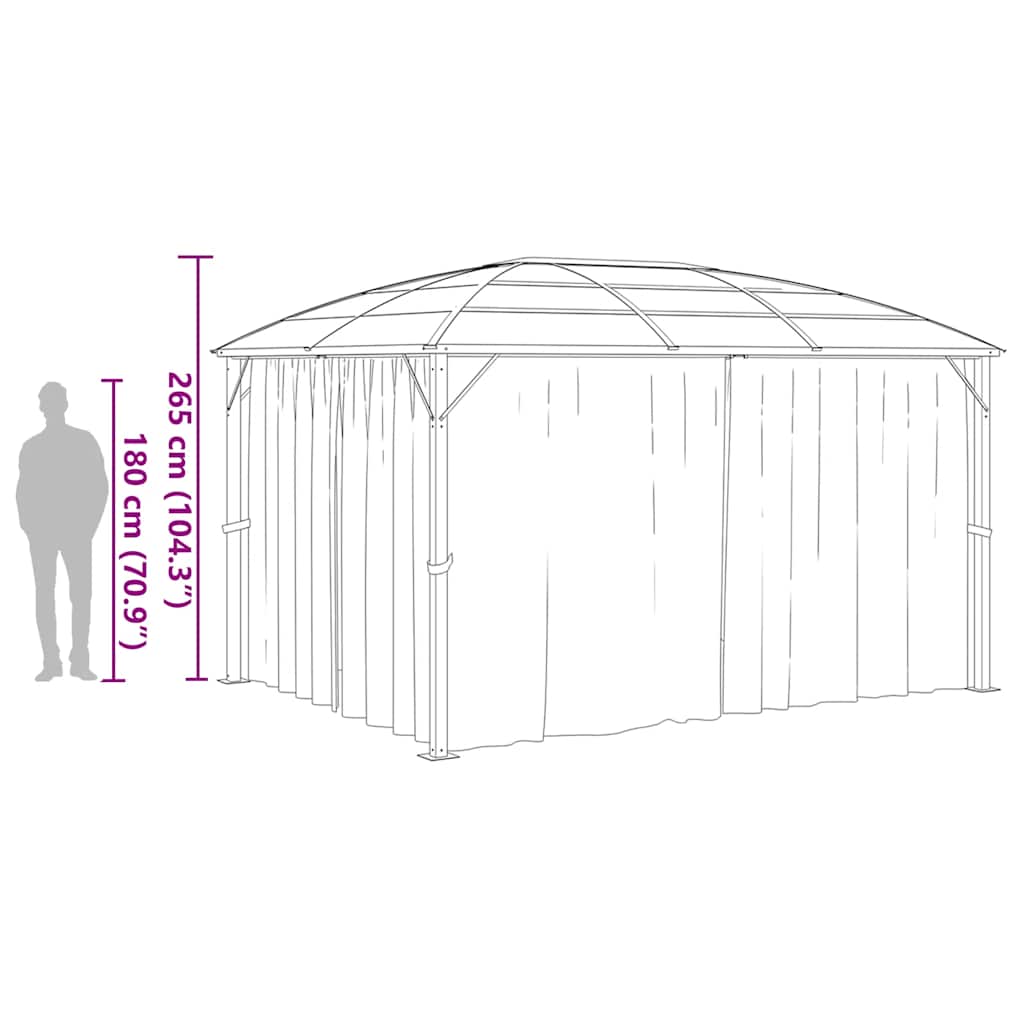Gazebo with Curtains 400x300x265 cm Anthracite