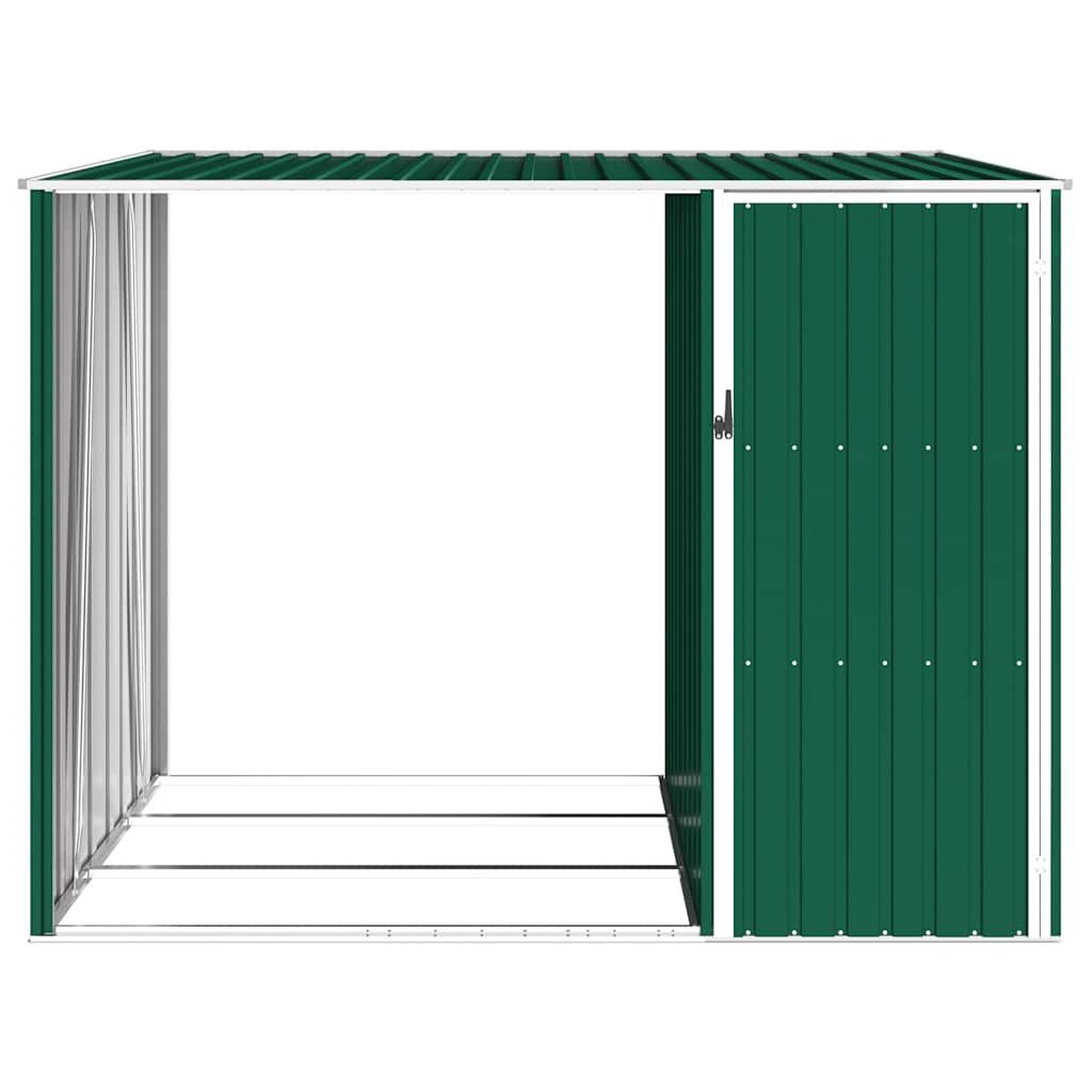 Garden Firewood Shed Green 245x98x159 cm Galvanised Steel