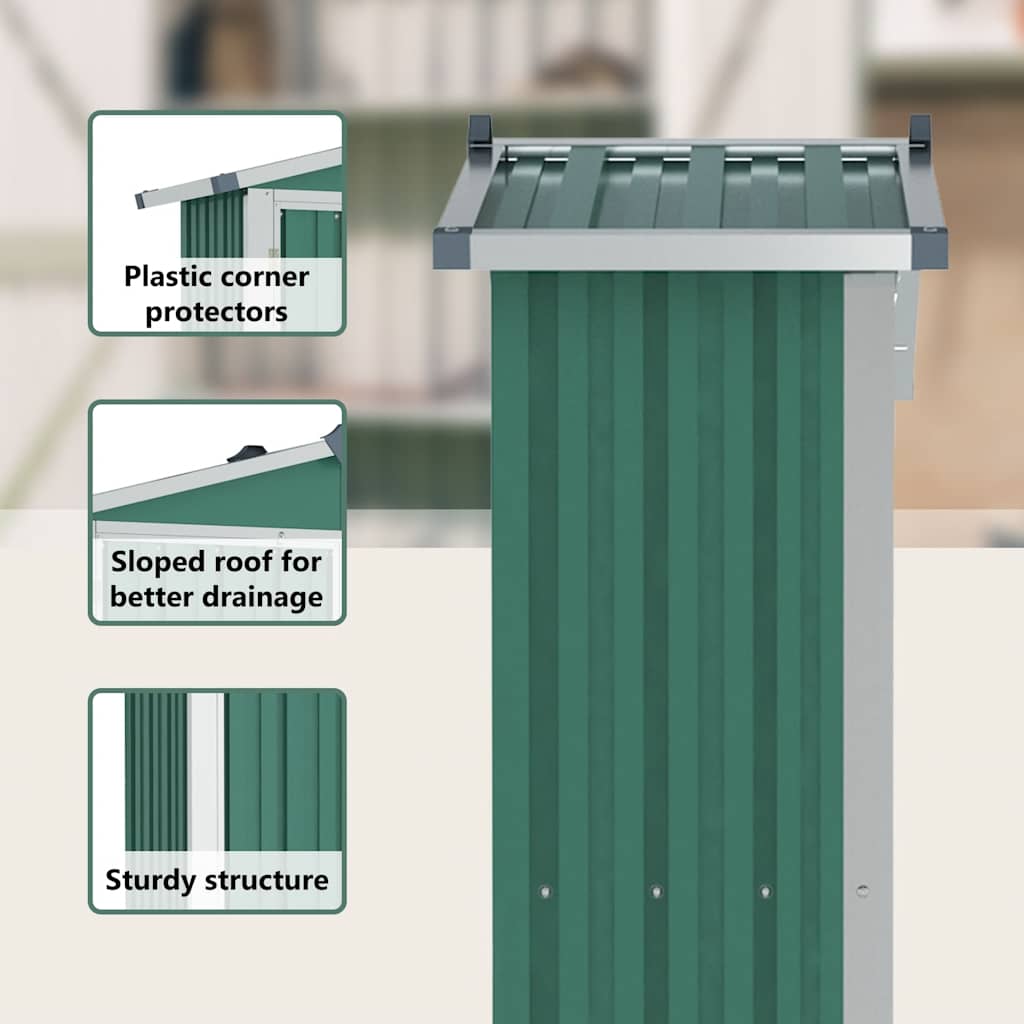 Garden Shed Green 116x45x175 cm Galvanised Steel