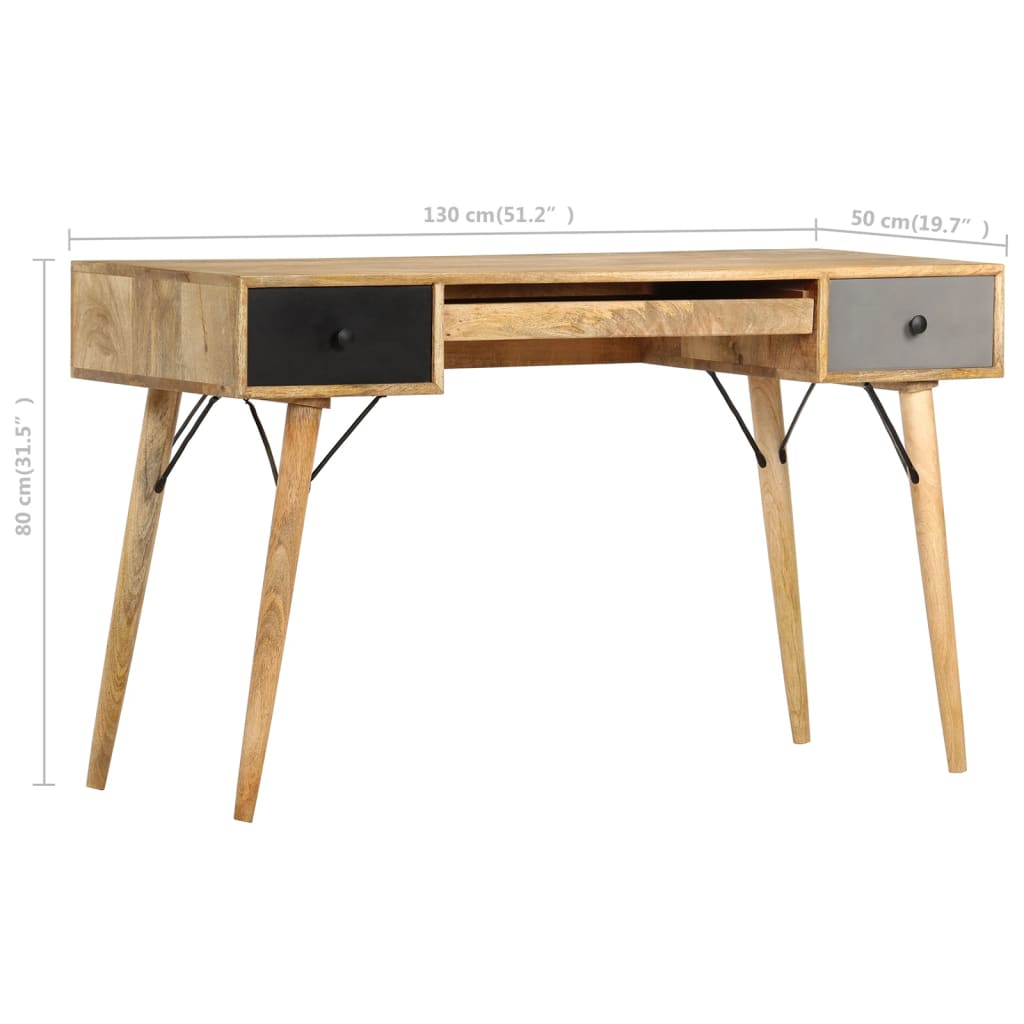 Desk with Drawers 130x50x80 cm Solid Mango Wood