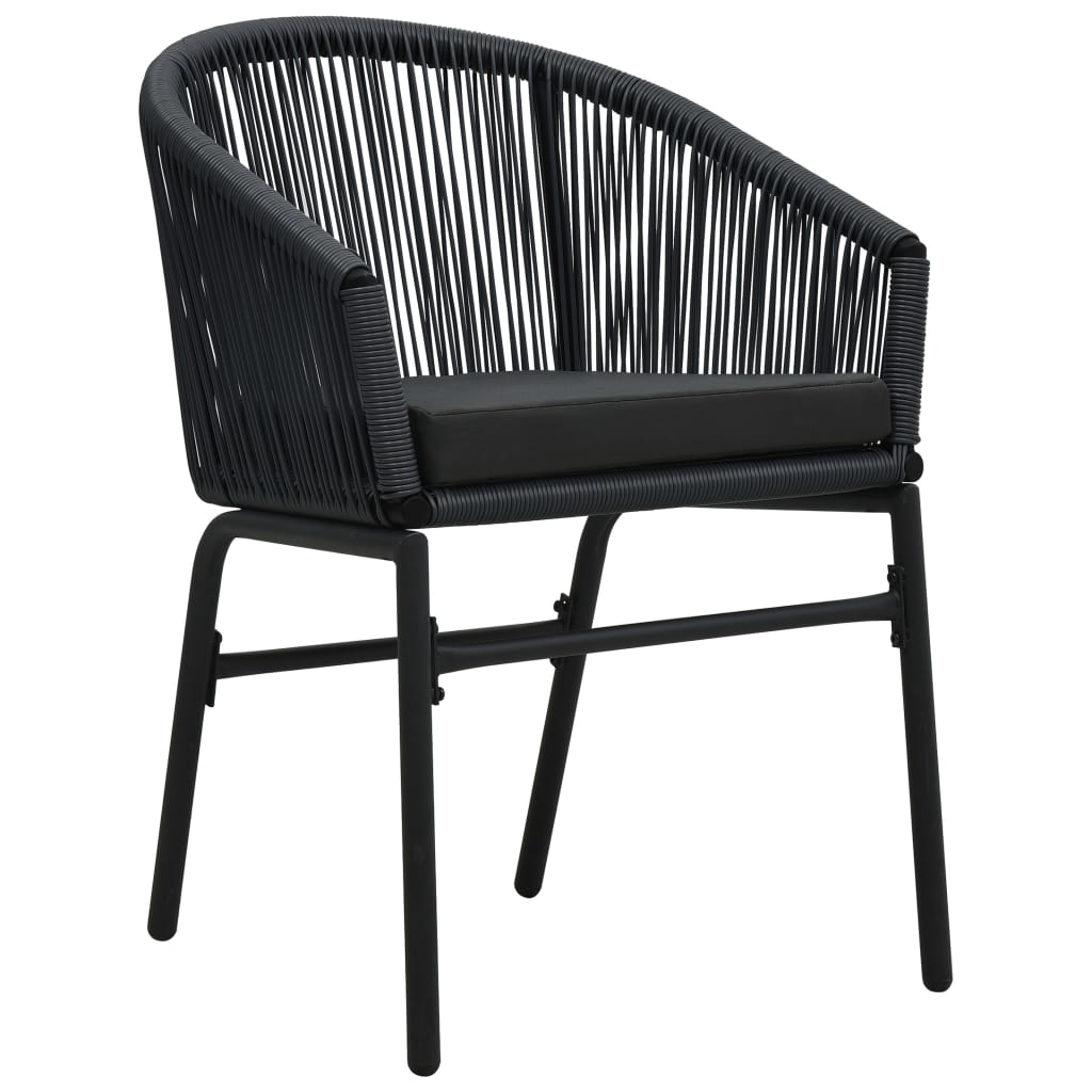 Garden Chairs 2 pcs Black PE Rattan