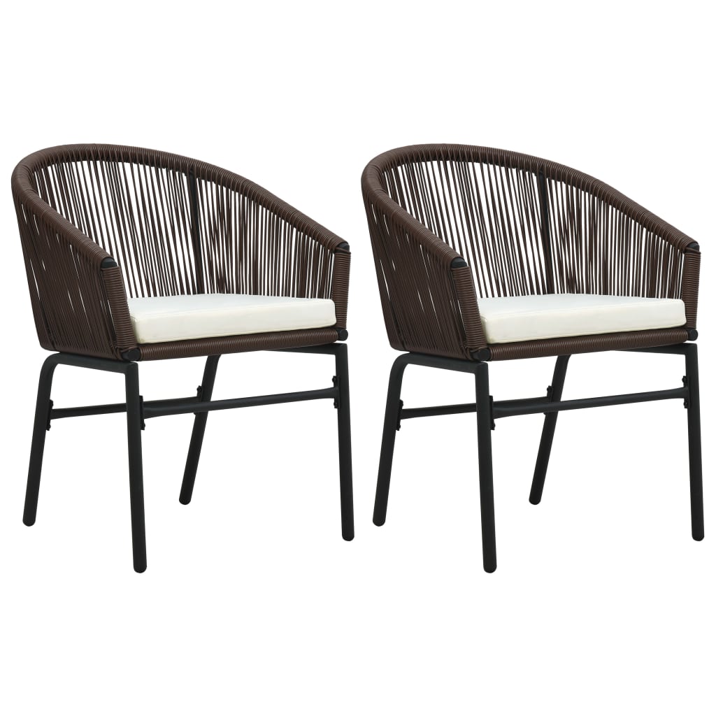 Garden Chairs 2 pcs Brown PE Rattan
