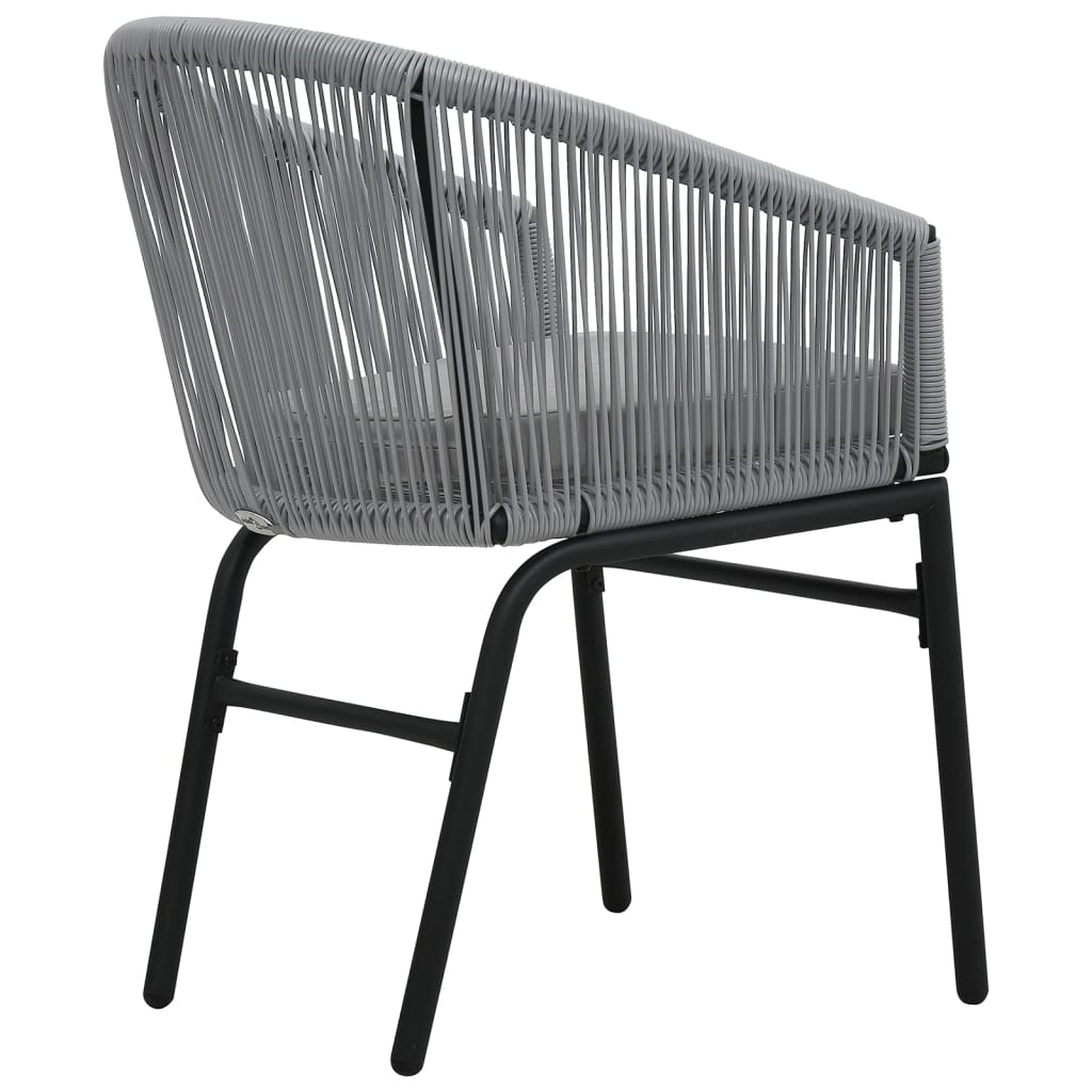 3 Piece Bistro Set with Cushions PE Rattan Grey
