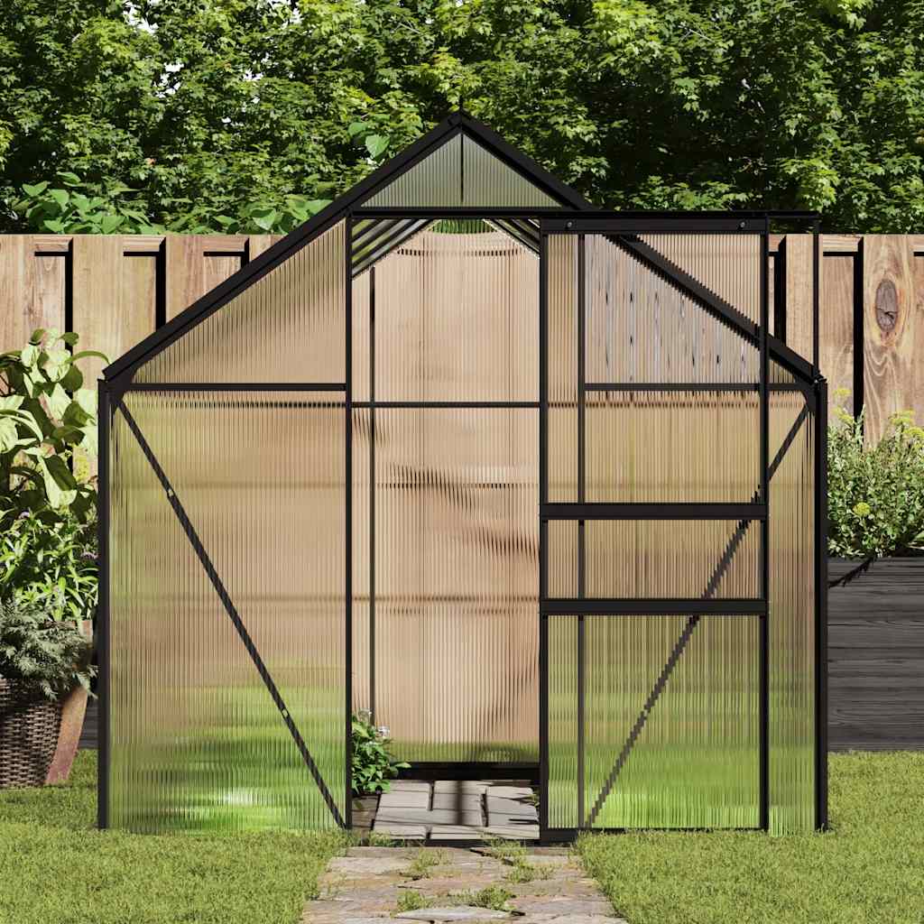 Greenhouse with Base Frame Anthracite Aluminium 5.89 m²