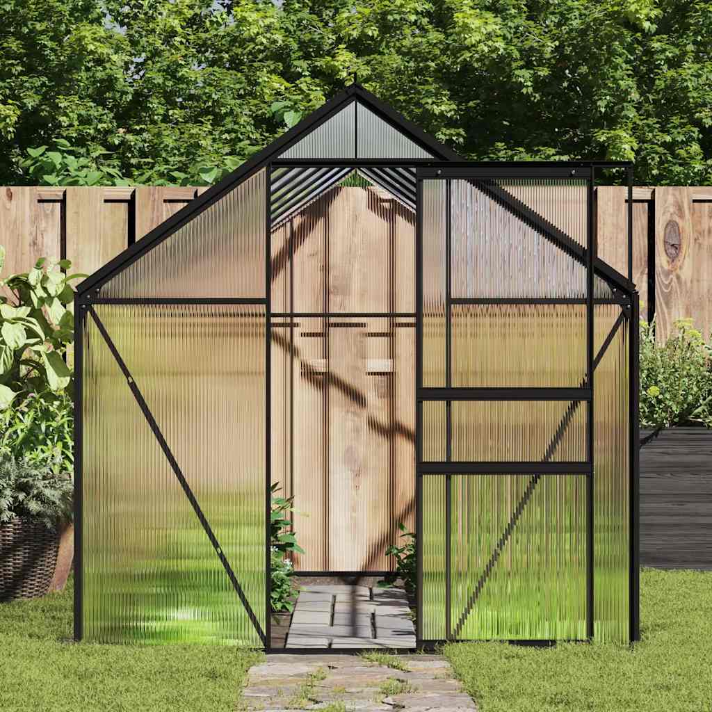Greenhouse with Base Frame Anthracite Aluminium 8.17 m²