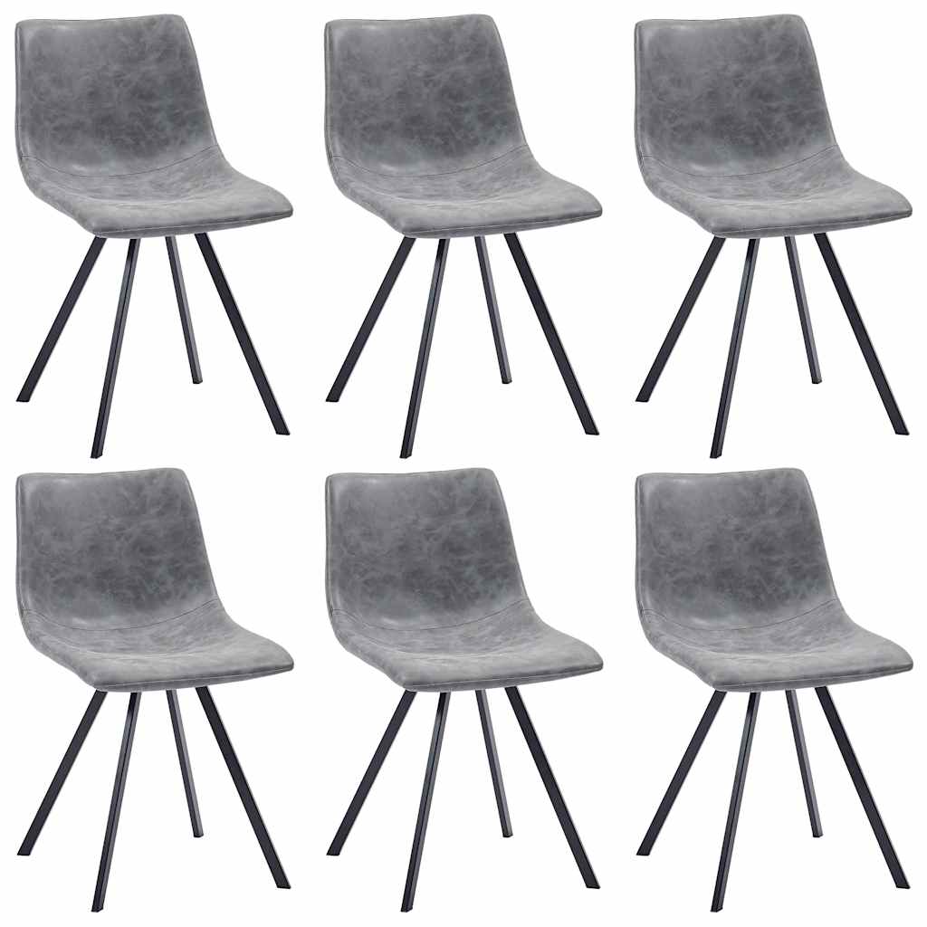 Dining Chairs 6 pcs Grey Faux Leather