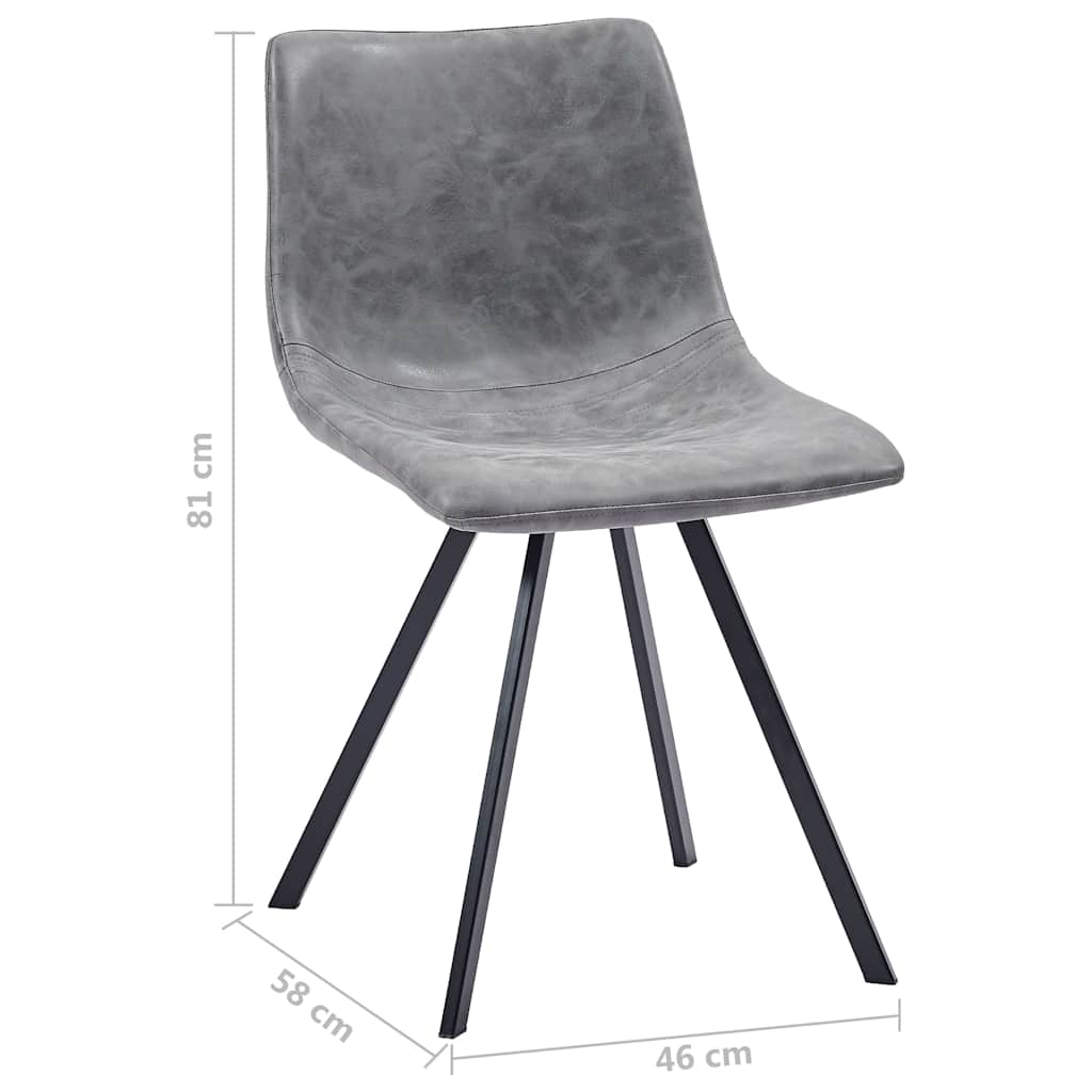Dining Chairs 6 pcs Grey Faux Leather