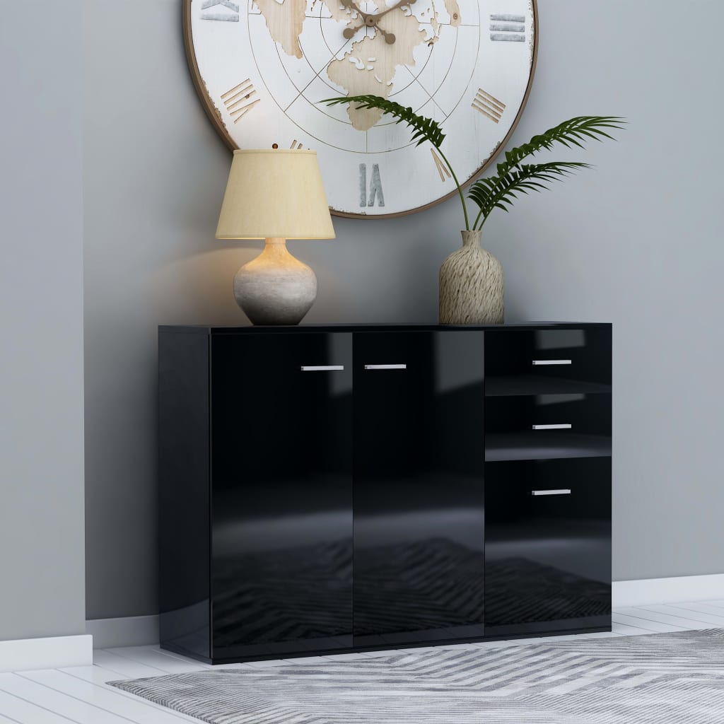 Sideboard High Gloss Black 105x30x75 cm Engineered Wood