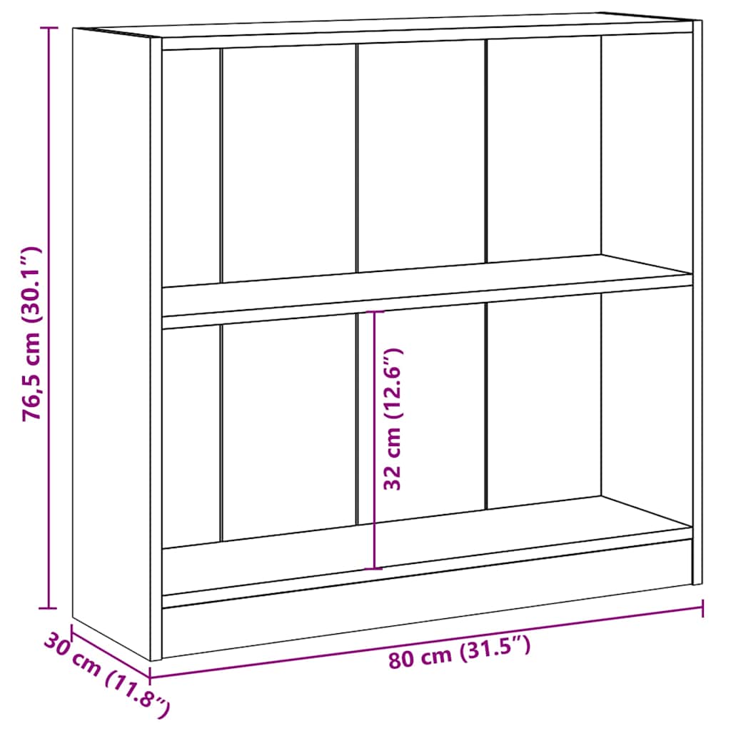 Bookshelf Black 80x24x75 cm Engineered Wood