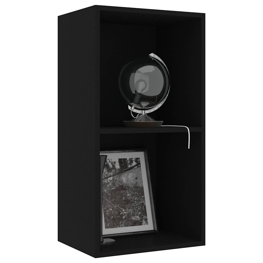 2-Tier Book Cabinet Black 40x30x76.5 cm Engineered Wood