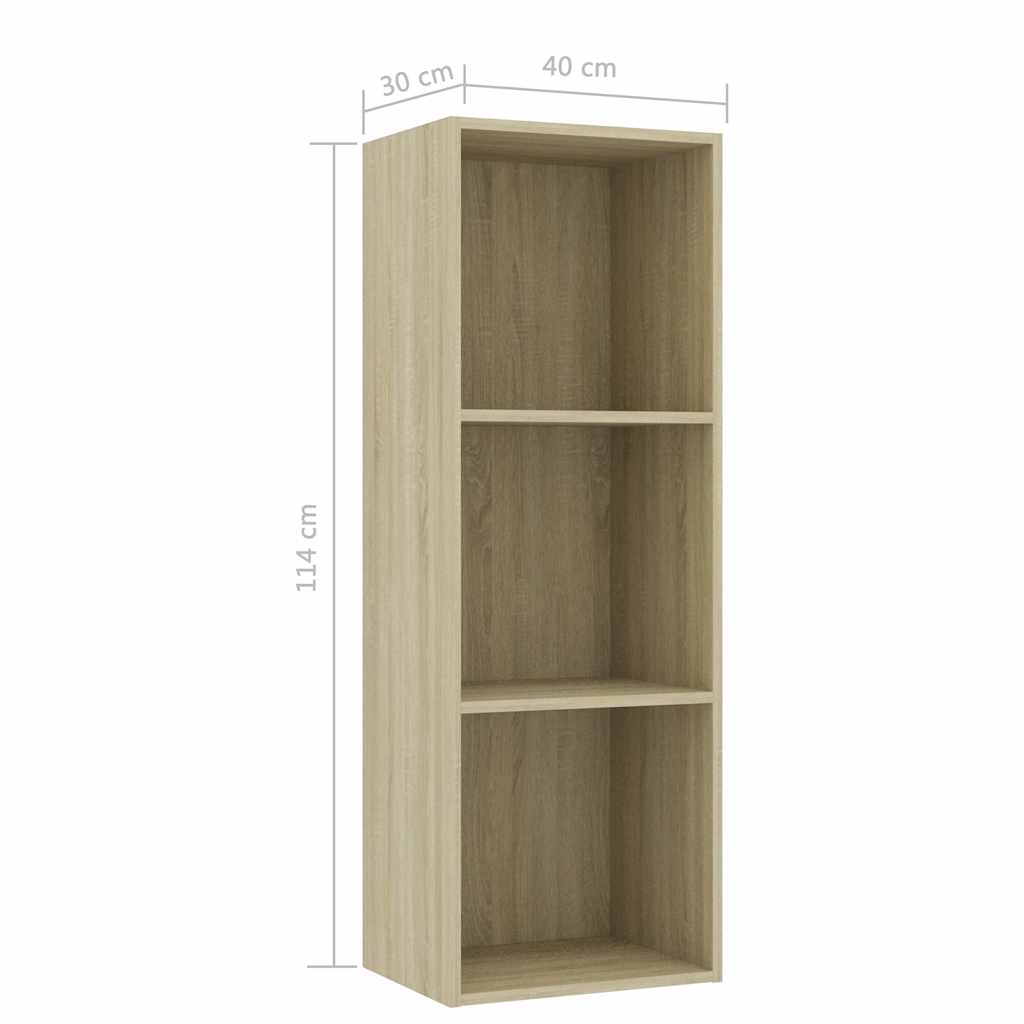 3-Tier Book Cabinet Sonoma Oak 40x30x114 cm Engineered Wood
