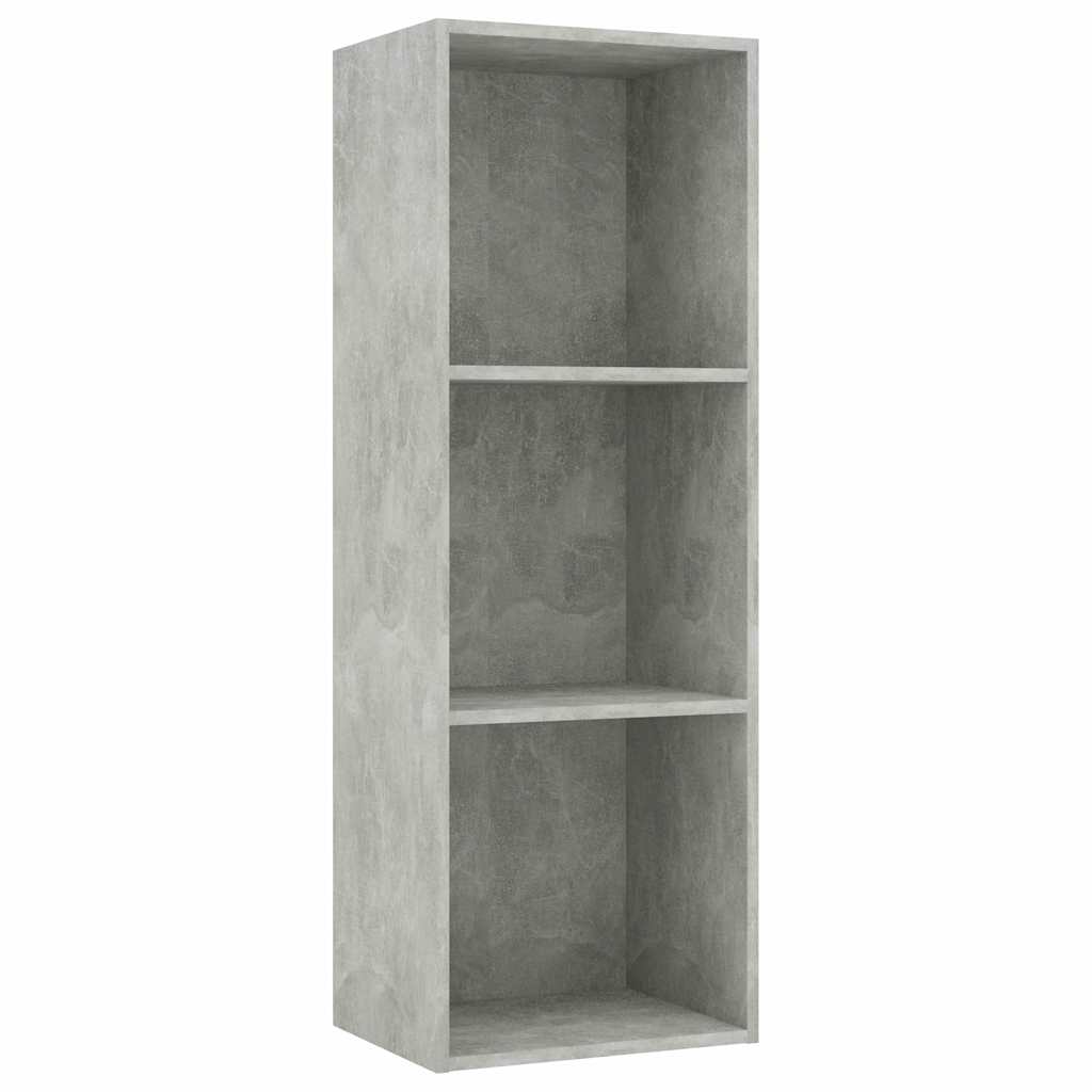 3-Tier Book Cabinet Concrete Grey 40x30x114 cm Engineered Wood