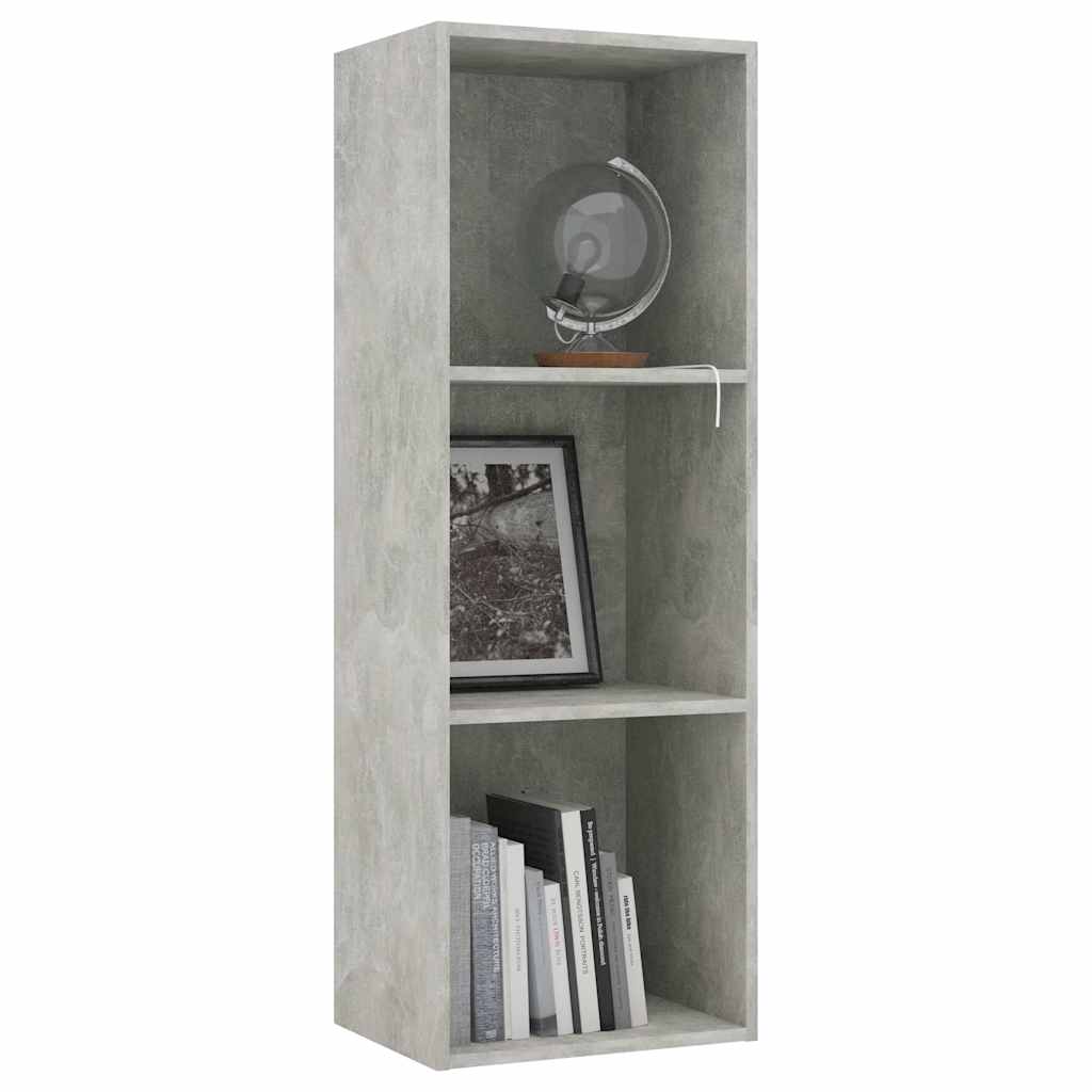 3-Tier Book Cabinet Concrete Grey 40x30x114 cm Engineered Wood