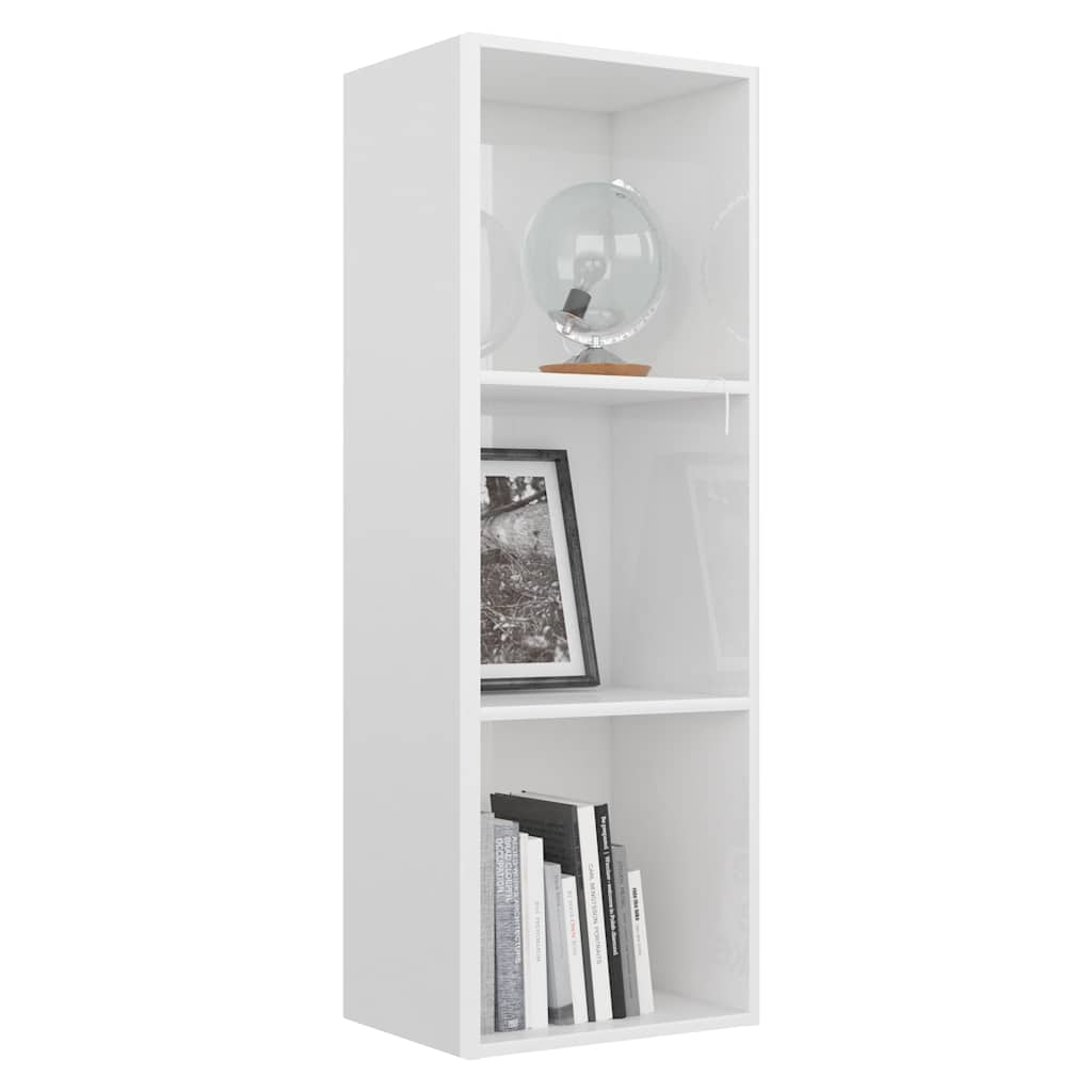 3-Tier Book Cabinet High Gloss White 40x30x114 cm Engineered Wood