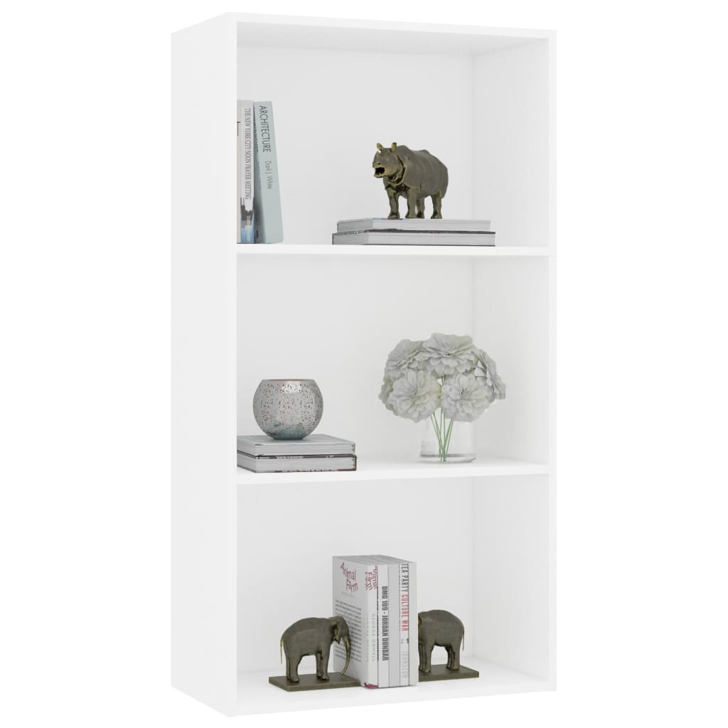 3-Tier Book Cabinet White 60x30x114 cm Engineered Wood