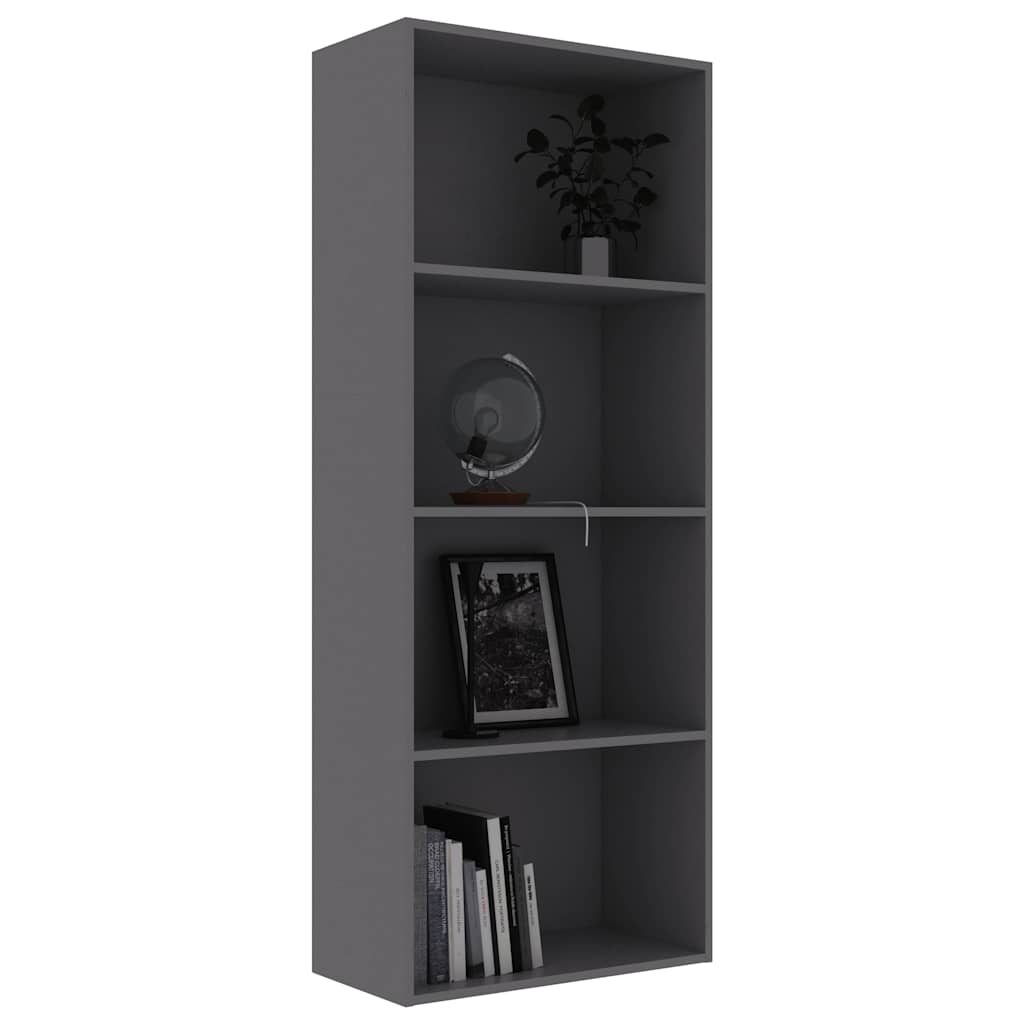 4-Tier Book Cabinet Grey 60x30x151.5 cm Engineered Wood