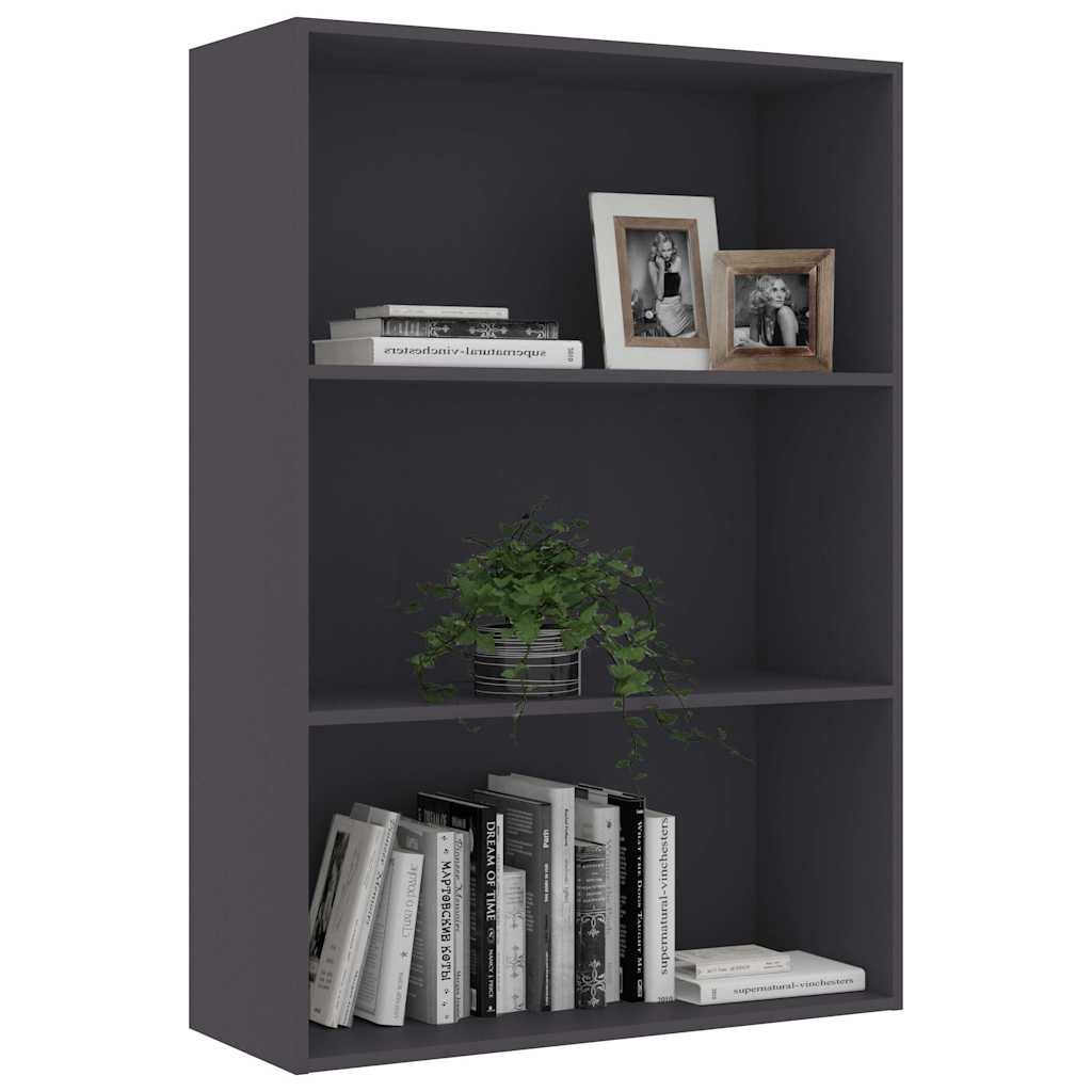 3-Tier Book Cabinet Grey 80x30x114 cm Engineered Wood