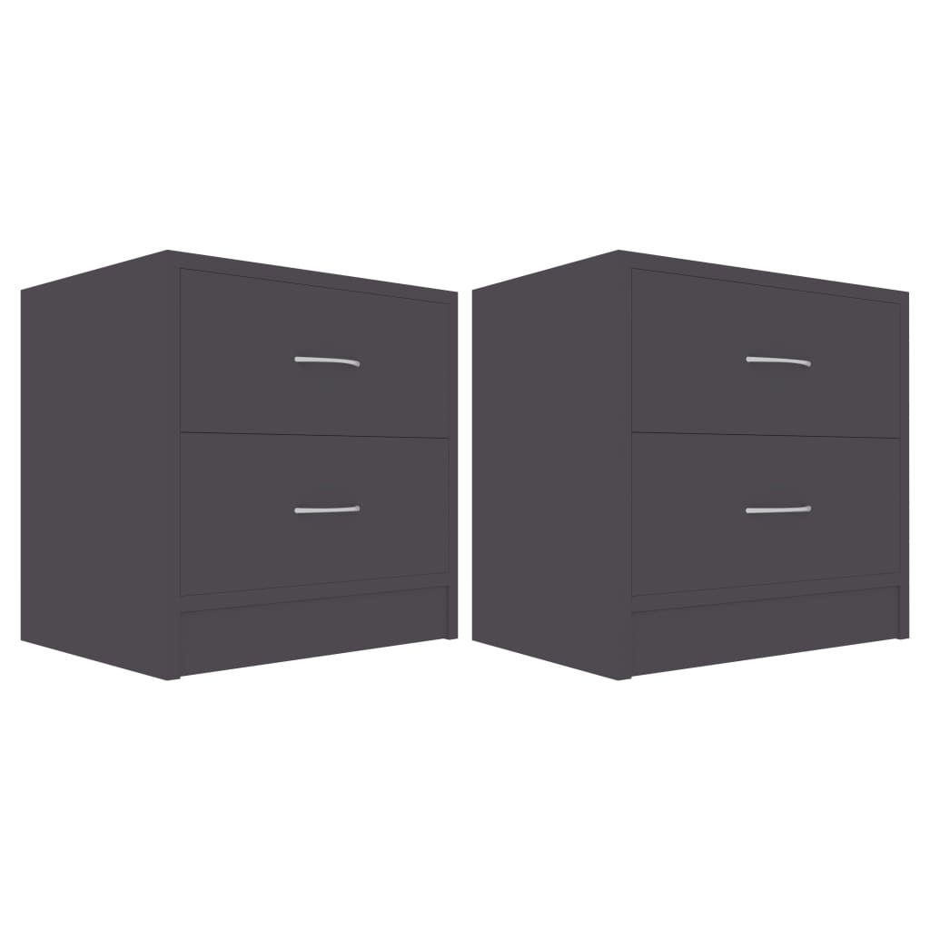 Bedside Cabinets 2 pcs Grey 40x30x40 cm Engineered Wood
