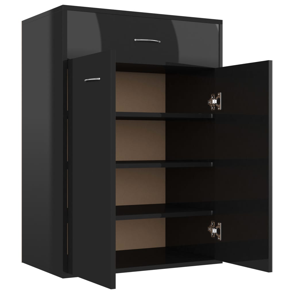 Shoe Cabinet High Gloss Black 60x35x84 cm Engineered Wood