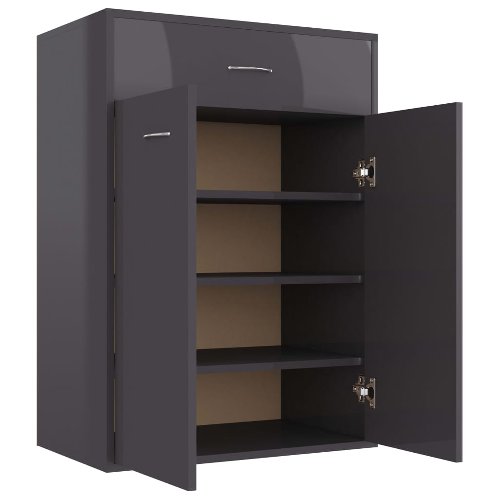 Shoe Cabinet High Gloss Grey 60x35x84 cm Engineered Wood