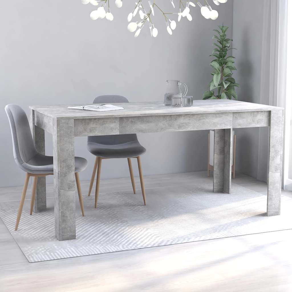 Dining Table Concrete Grey 160x80x76 cm Engineered Wood