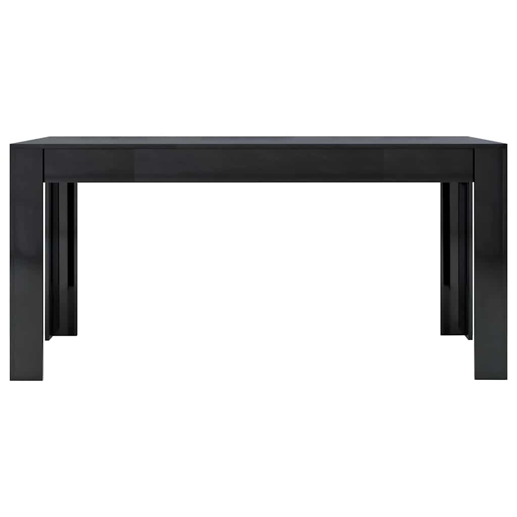 Dining Table High Gloss Black 160x80x76 cm Engineered Wood