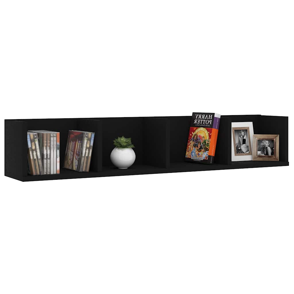 CD Wall Shelf Black 100x18x18 cm Engineered Wood