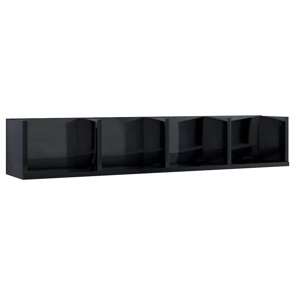 CD Wall Shelf High Gloss Black 100x18x18 cm Engineered Wood
