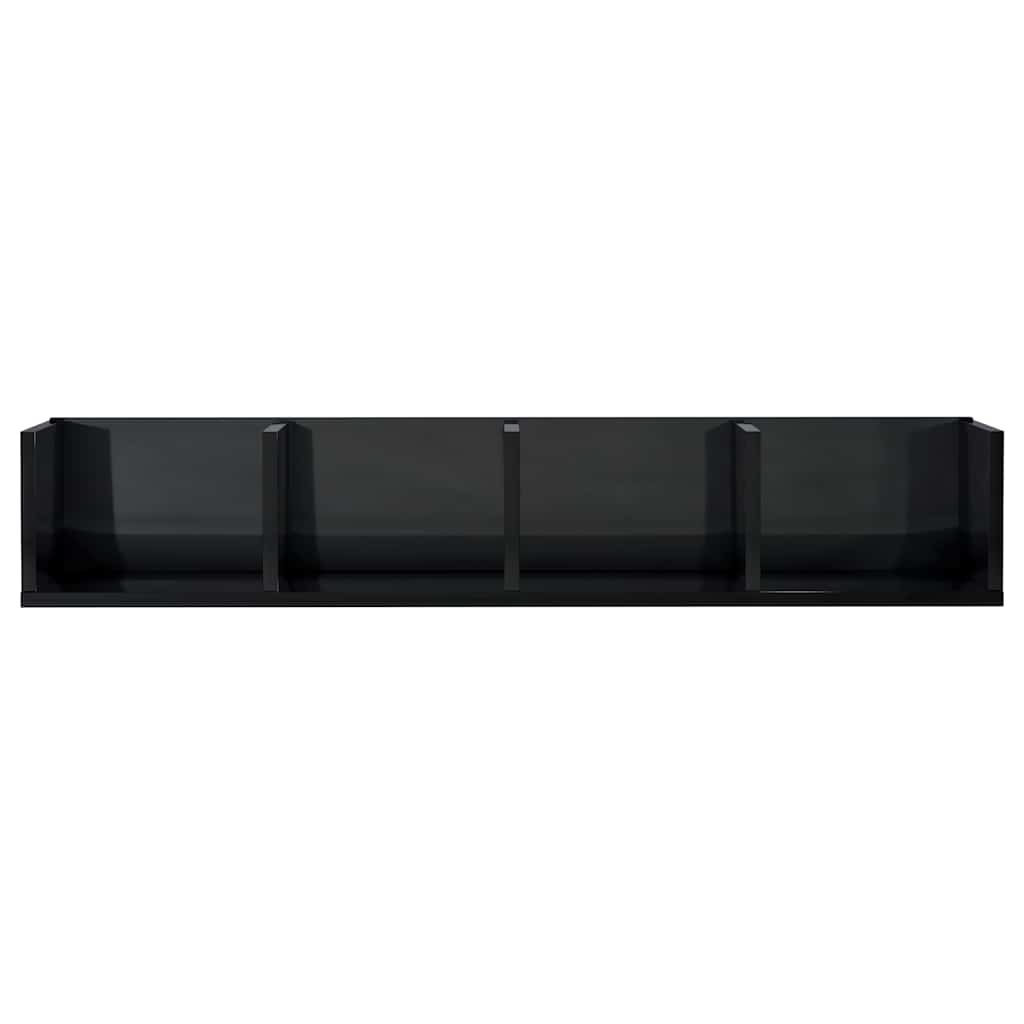 CD Wall Shelf High Gloss Black 100x18x18 cm Engineered Wood
