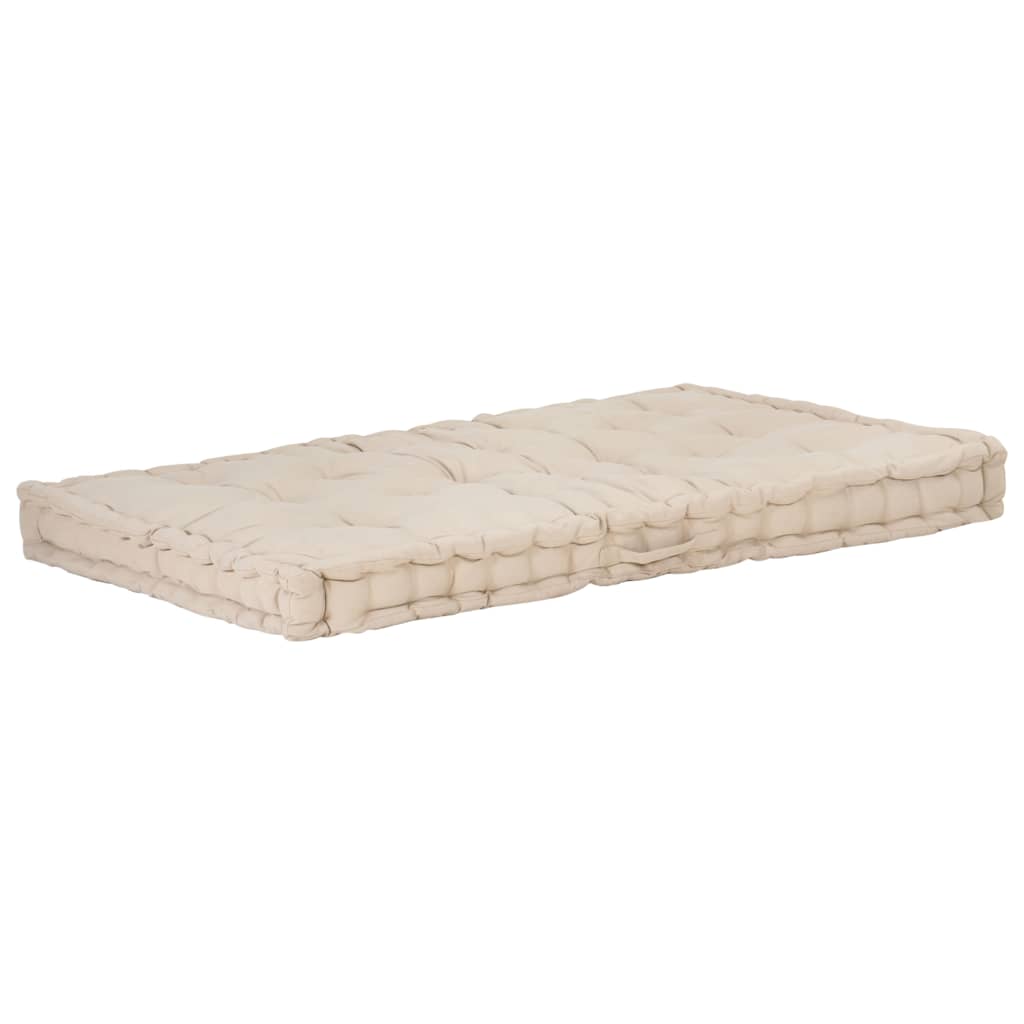 Pallet Floor Cushion Cotton 120x80x10 cm Beige