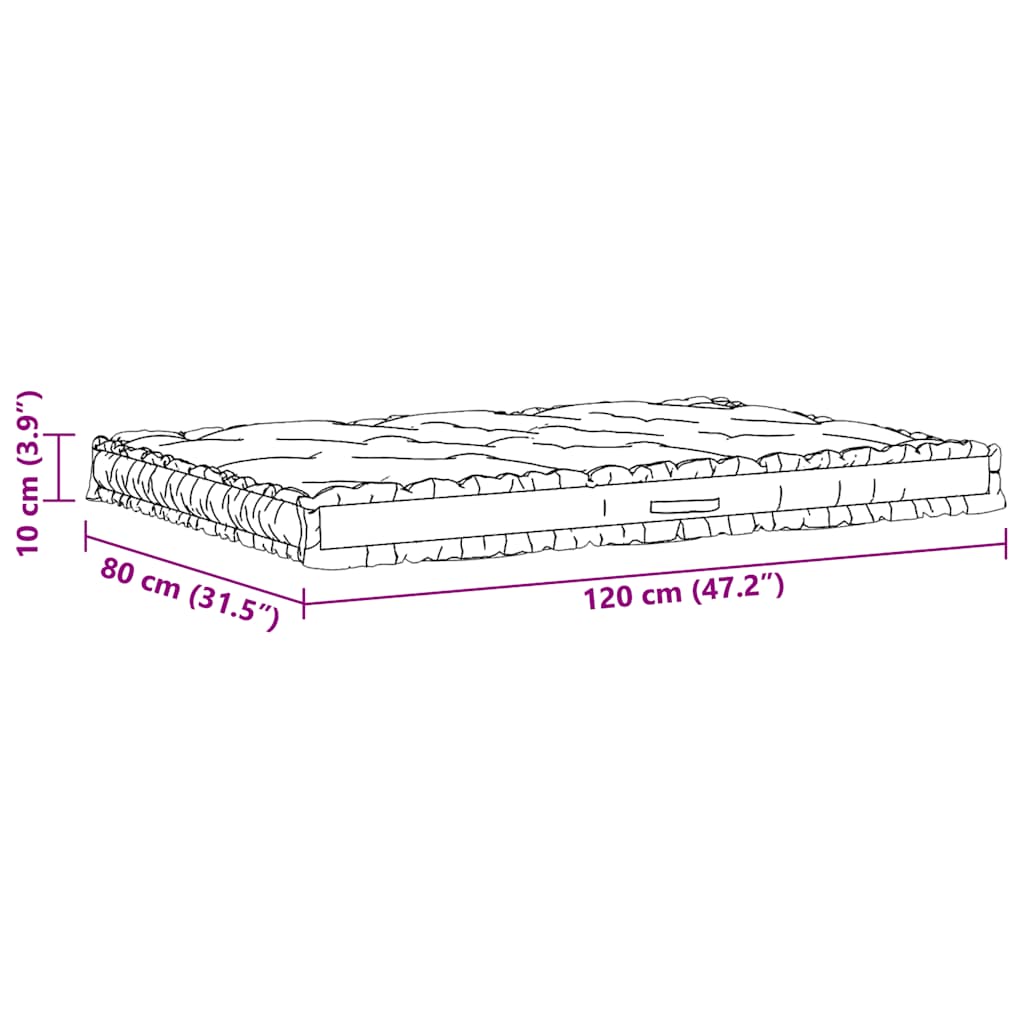 Pallet Floor Cushion Cotton 120x80x10 cm Beige