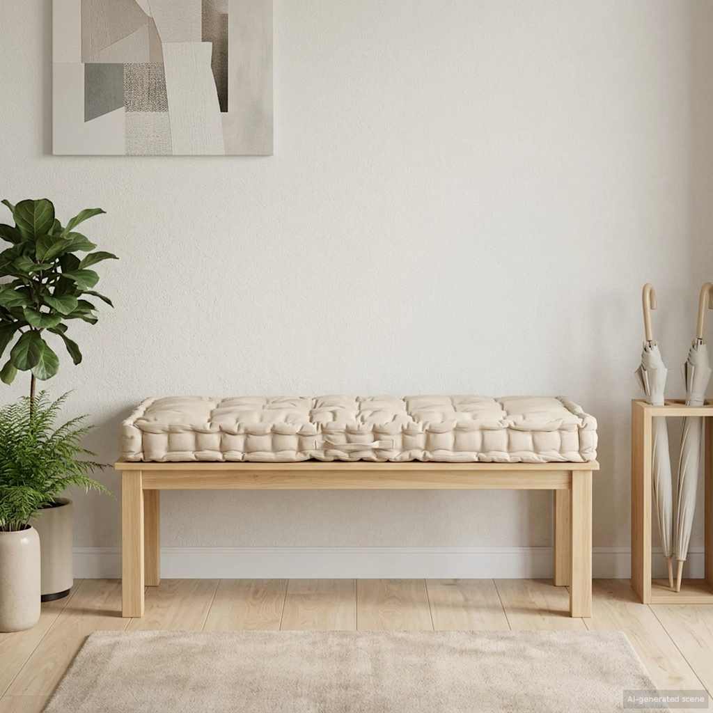 Pallet Floor Cushion Cotton 120x80x10 cm Beige