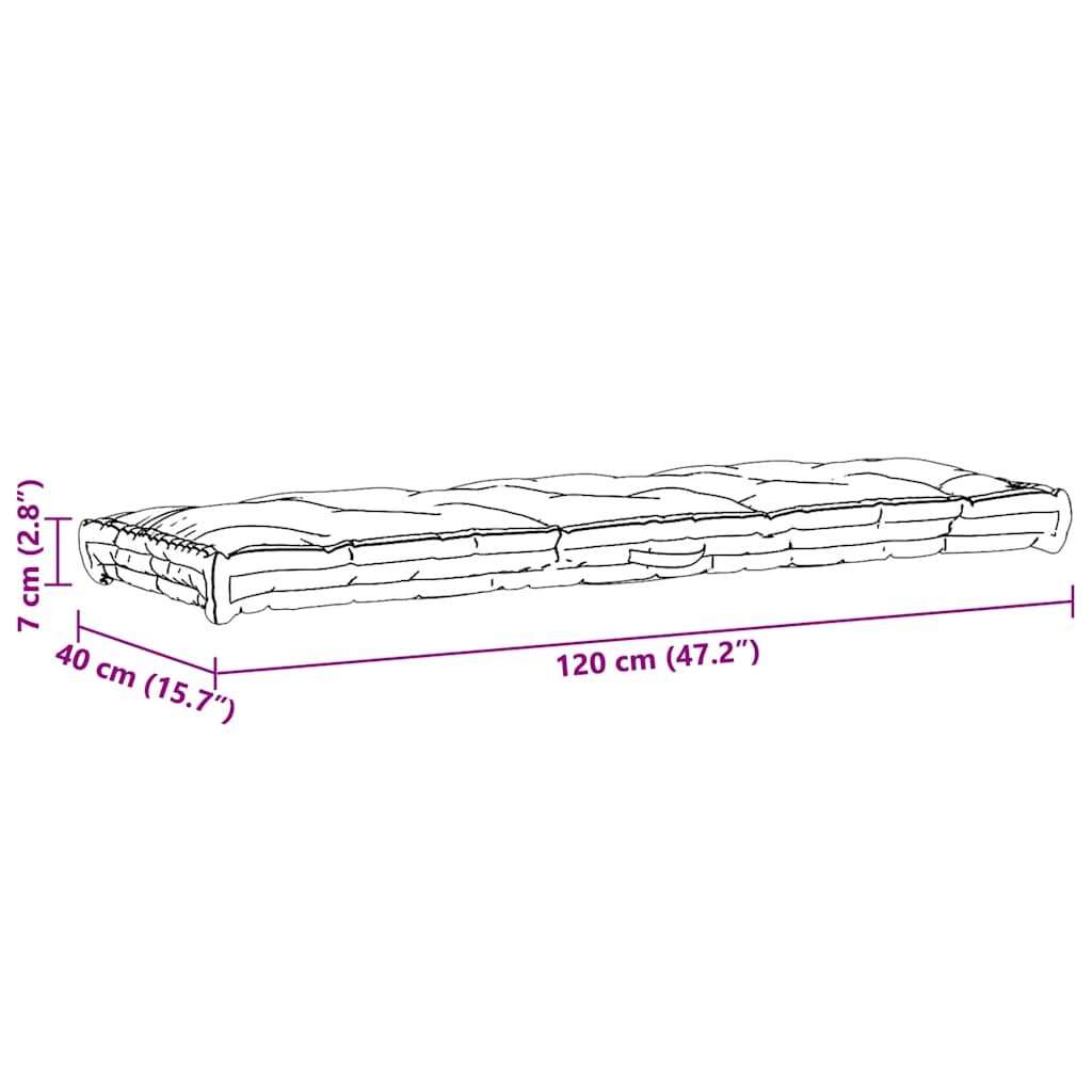 Pallet Floor Cushion Cotton 120x40x7 cm Light Blue