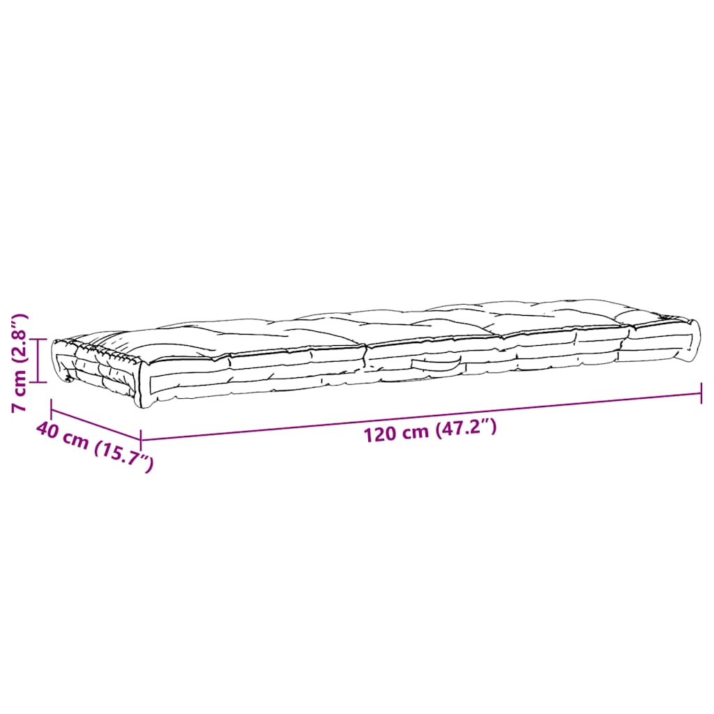 Pallet Floor Cushion Cotton 120x40x7 cm Light Blue