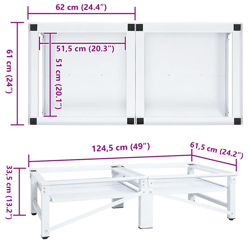 Washing and Drying Machine Pedestal with Pull-out Shelves White