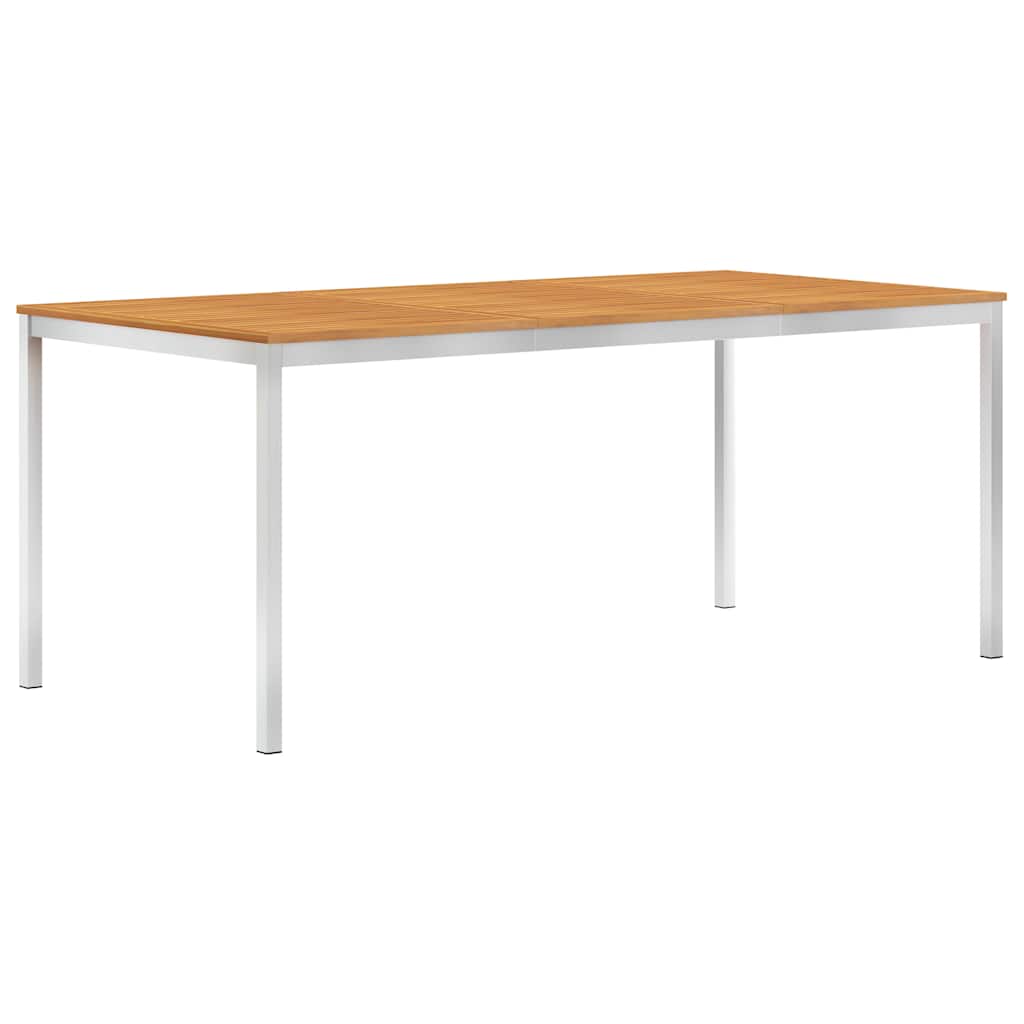 Garden Dining Table 180x90x75 cm Solid Acacia Wood and Stainless Steel
