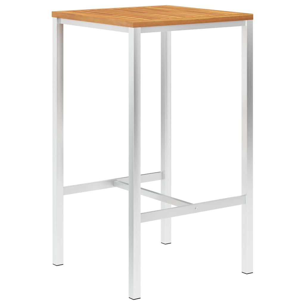 Bar Table 60x60x105 cm Solid Acacia Wood and Stainless Steel