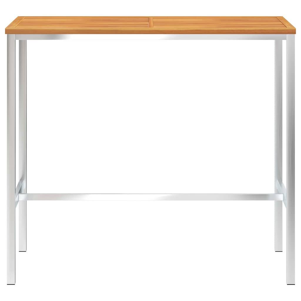 Bar Table 120x60x105 cm Solid Acacia Wood and Stainless Steel
