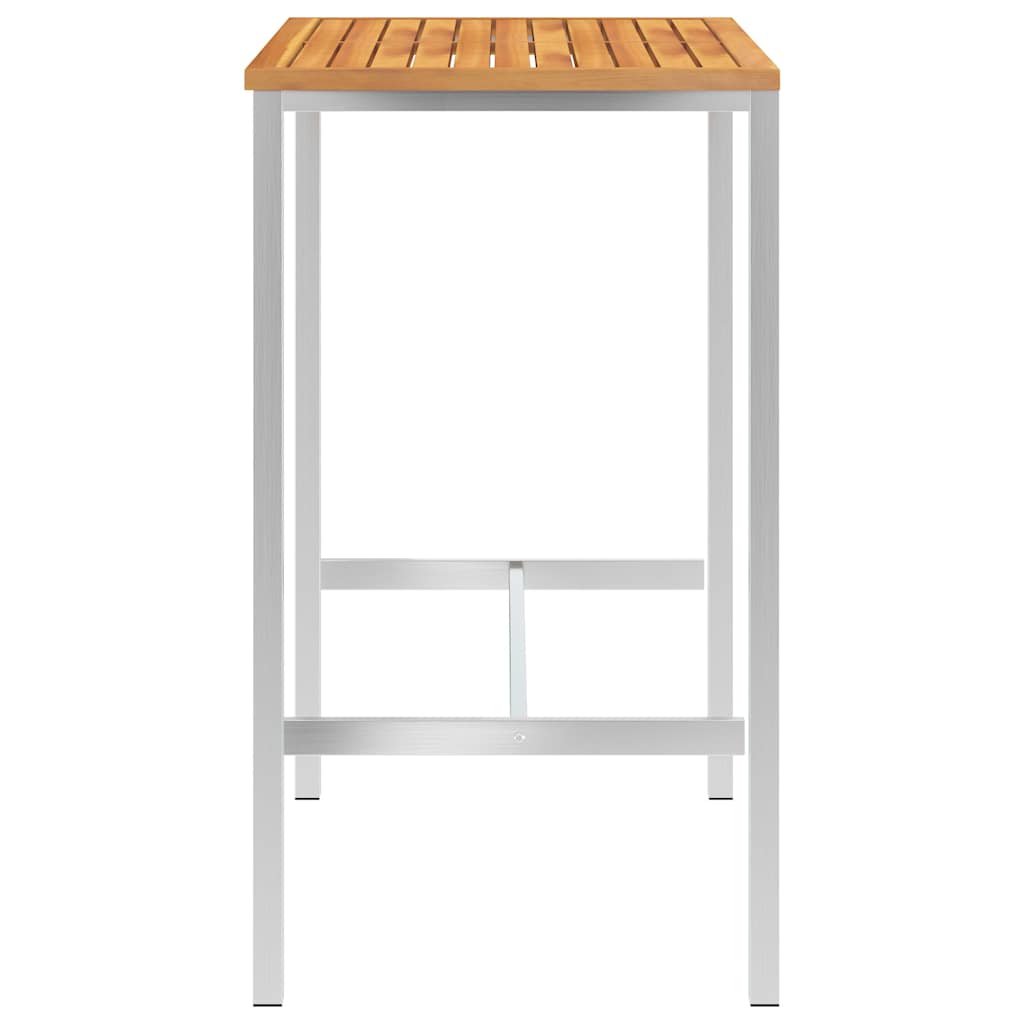 Bar Table 120x60x105 cm Solid Acacia Wood and Stainless Steel