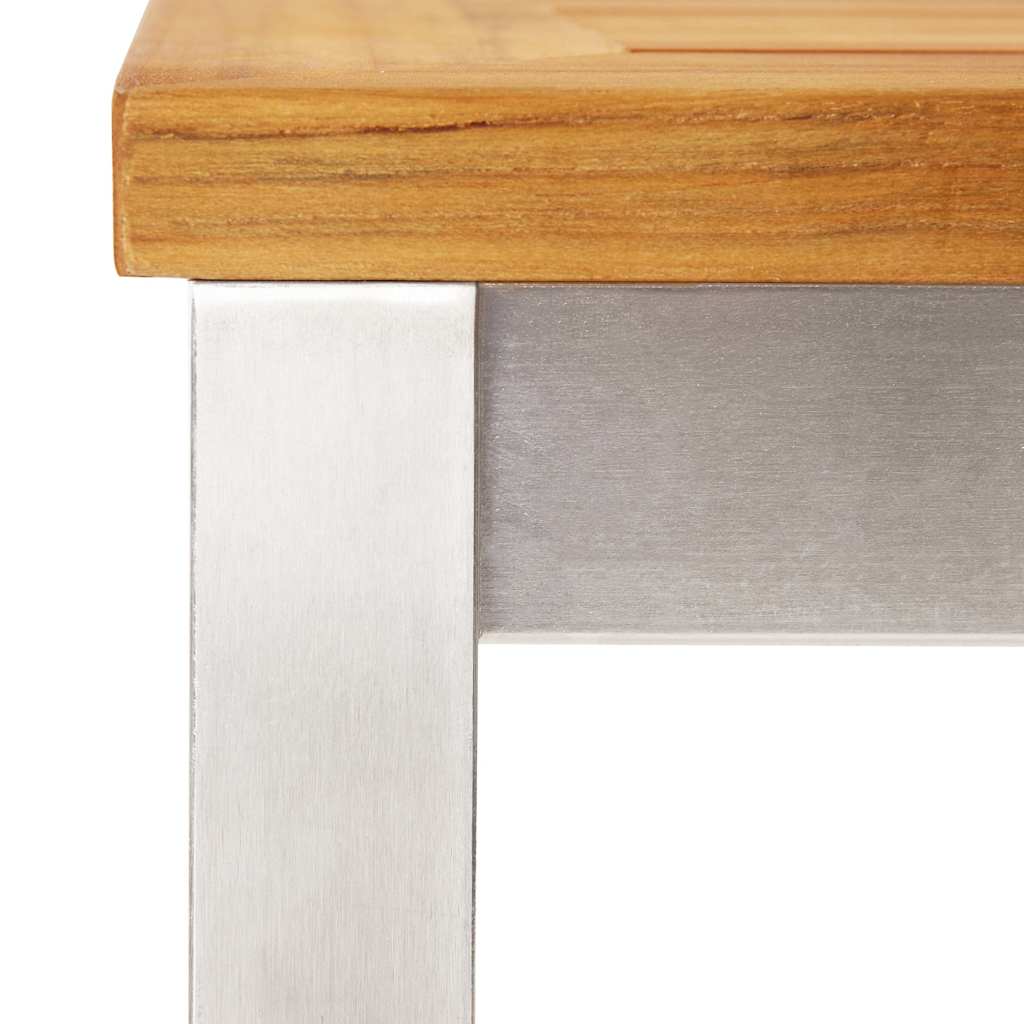 Bar Table 120x60x105 cm Solid Teak Wood and Stainless Steel