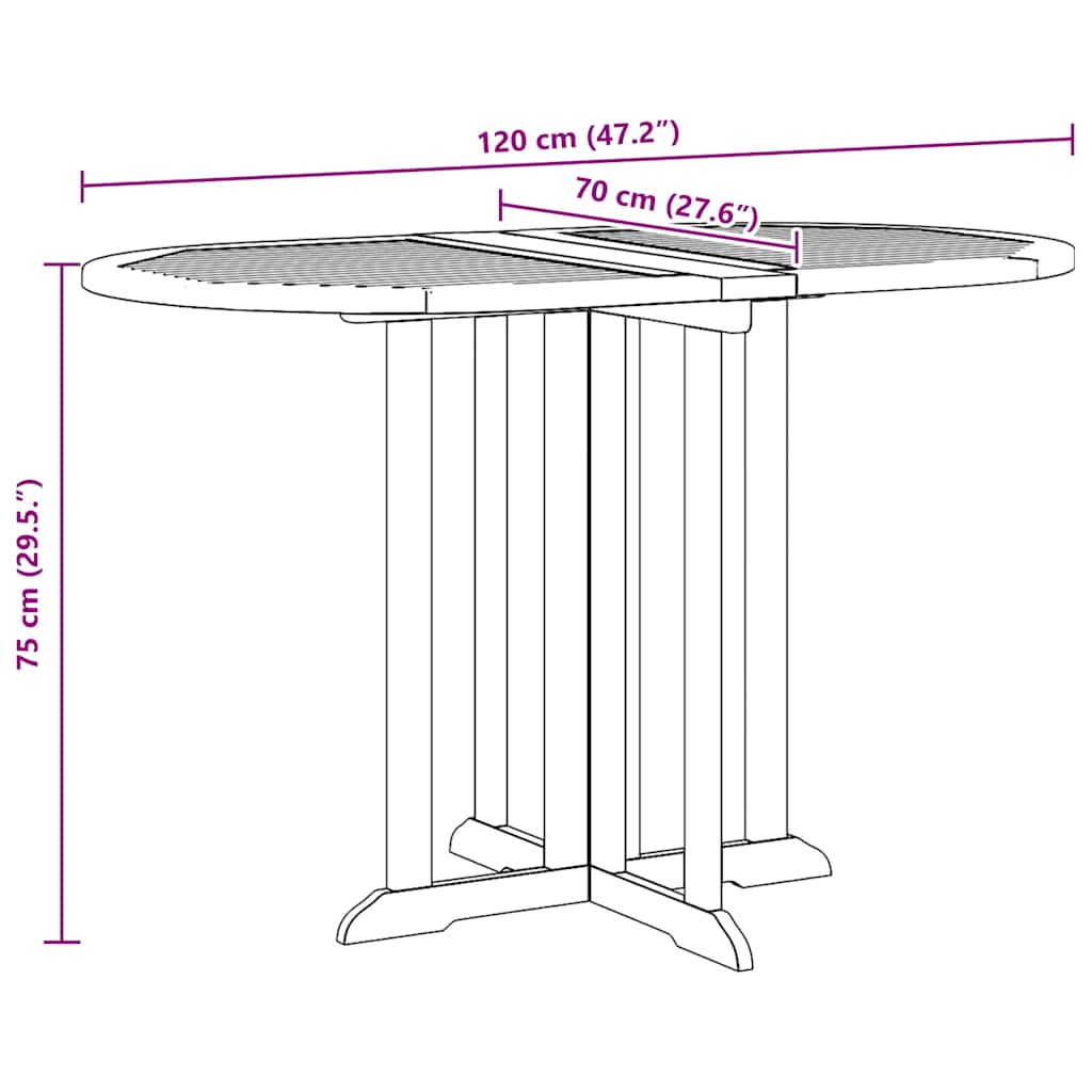 Folding Butterfly Garden Table 120x70x75 cm Solid Teak Wood