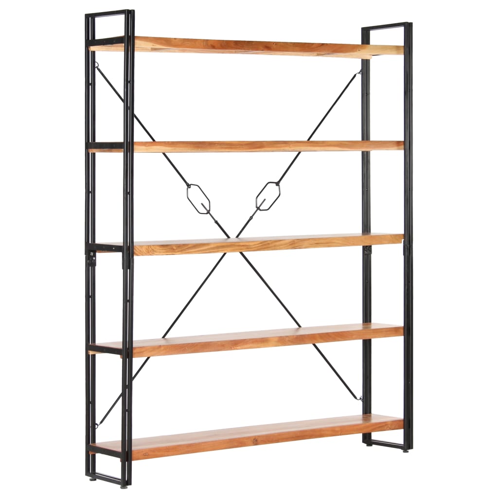 5-Tier Bookcase 140x30x180 cm Solid Acacia Wood