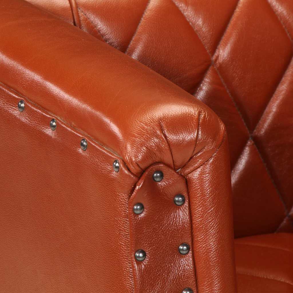 Tub Chair Brown Real Goat Leather