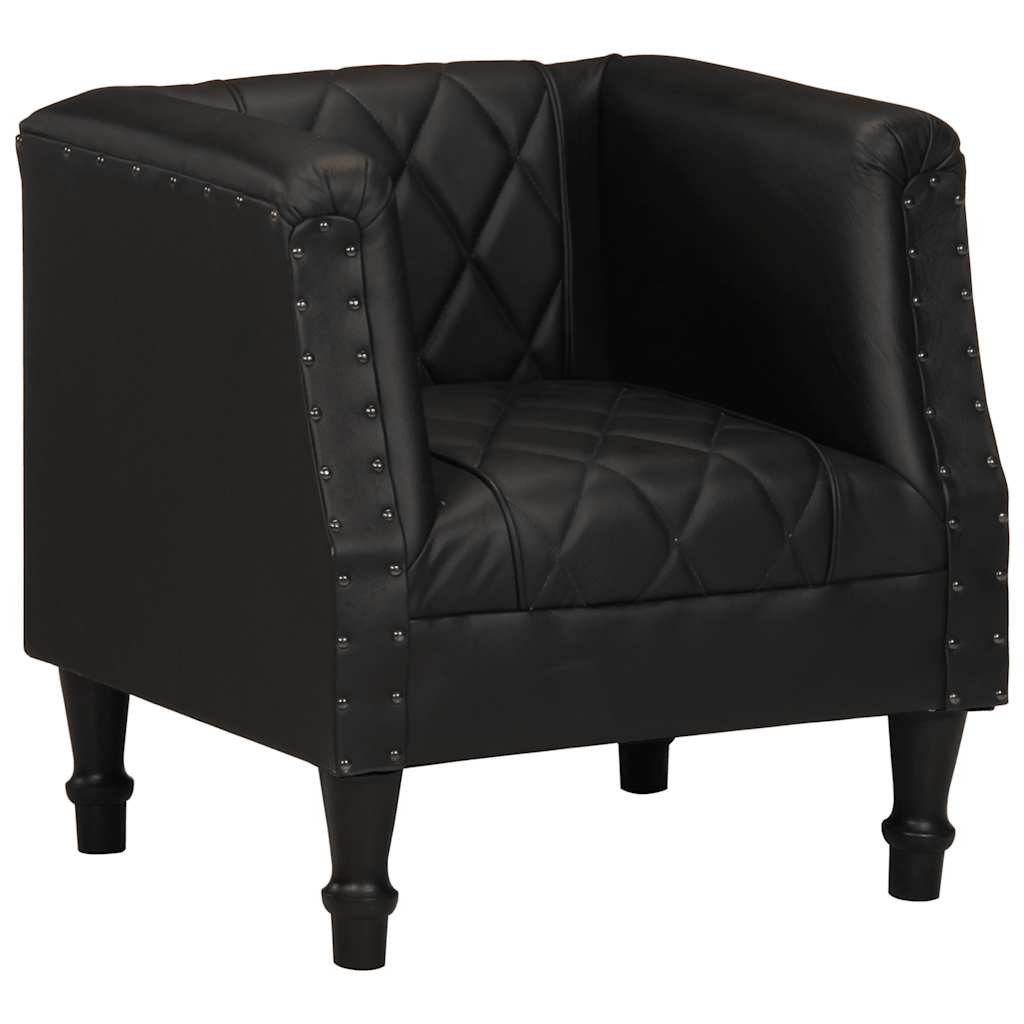 Tub Chair Black Real Goat Leather