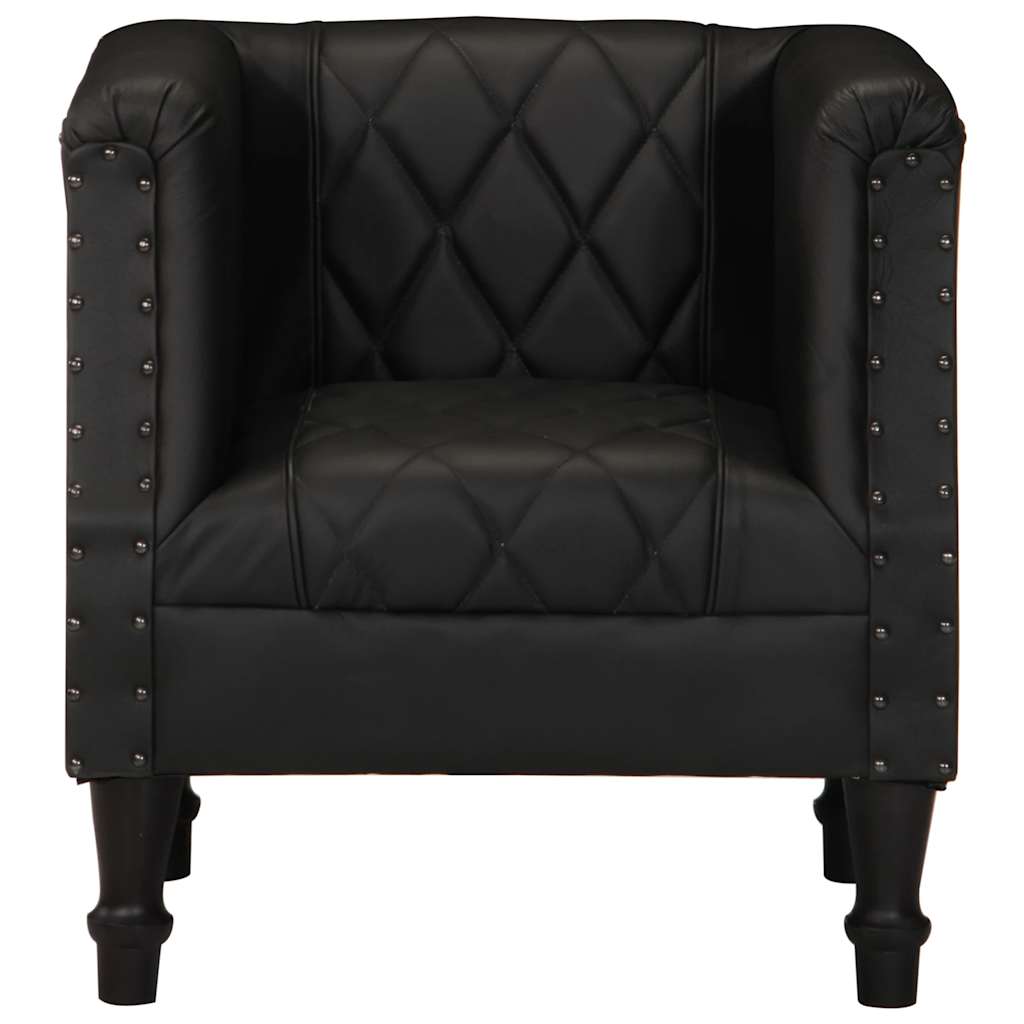 Tub Chair Black Real Goat Leather