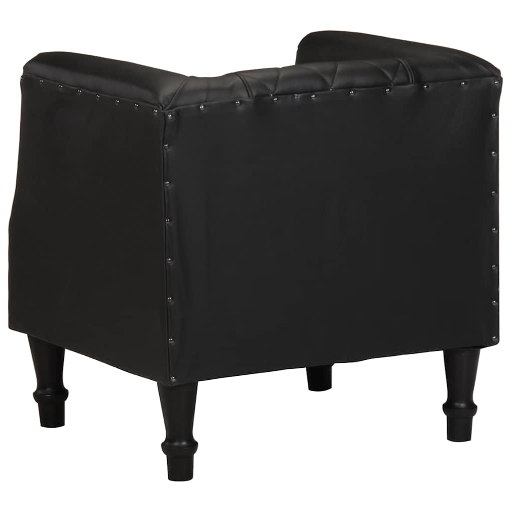 Tub Chair Black Real Goat Leather